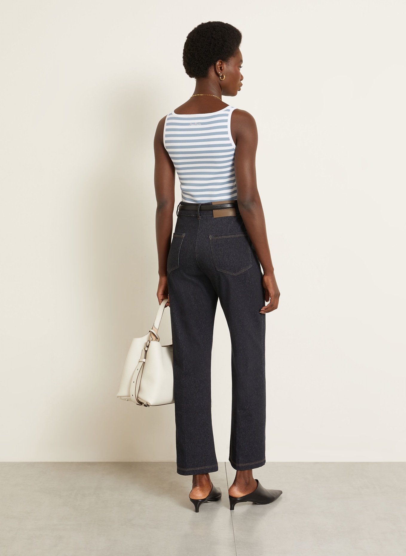 Max Mara Gebreide top CIPPO: WIT / BLAUWGRIJS