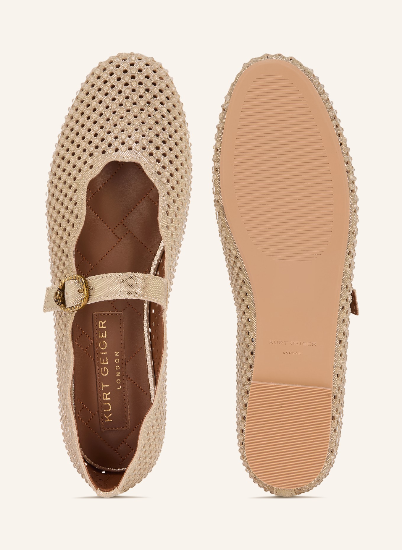 KURT GEIGER Ballerines Mary Jane WAVY MAYFAIR ornées de strass: OR