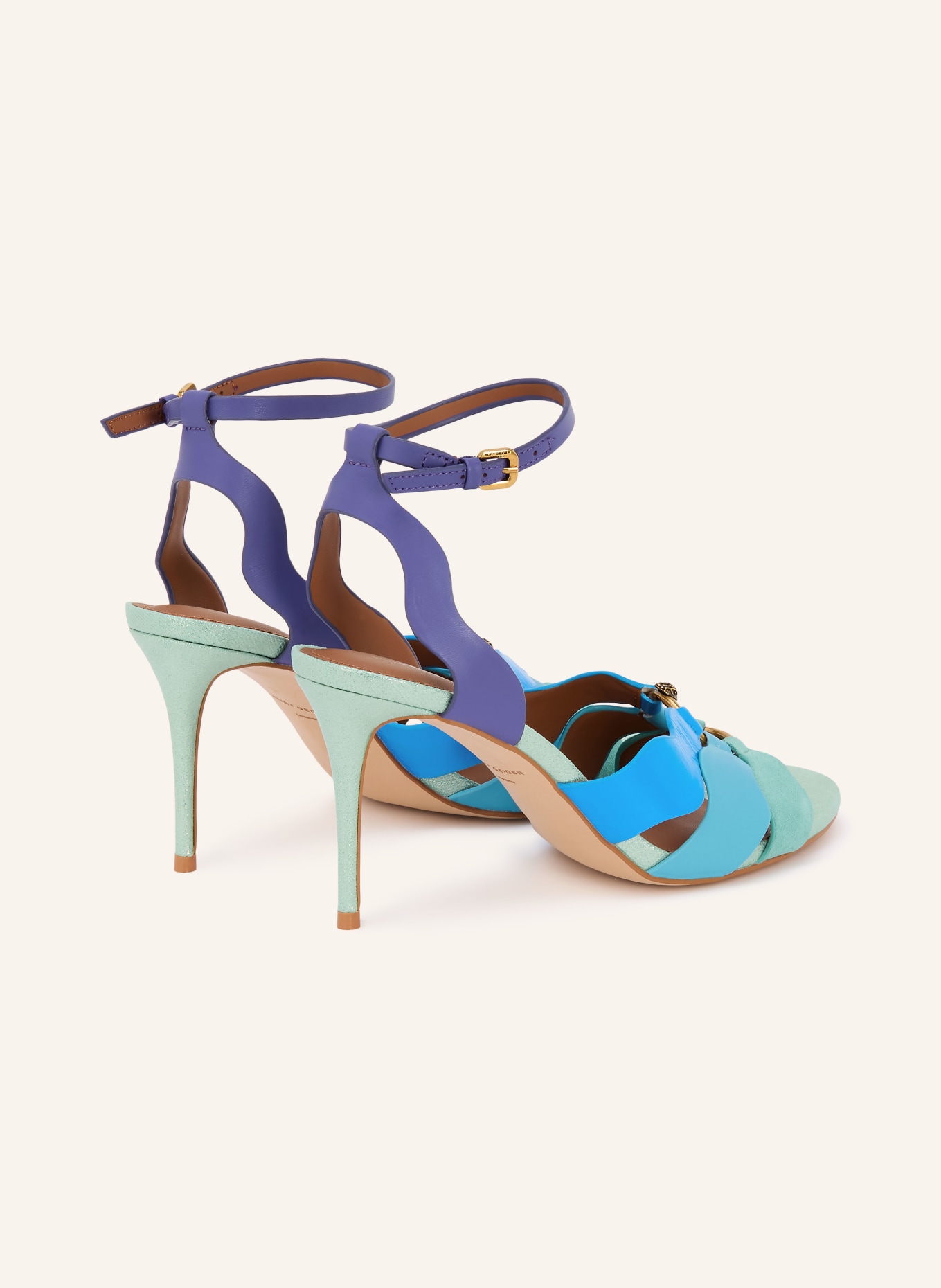 KURT GEIGER SUN WAVE Ankle Sandals: BLUE / DARK PURPLE / TURQUOISE