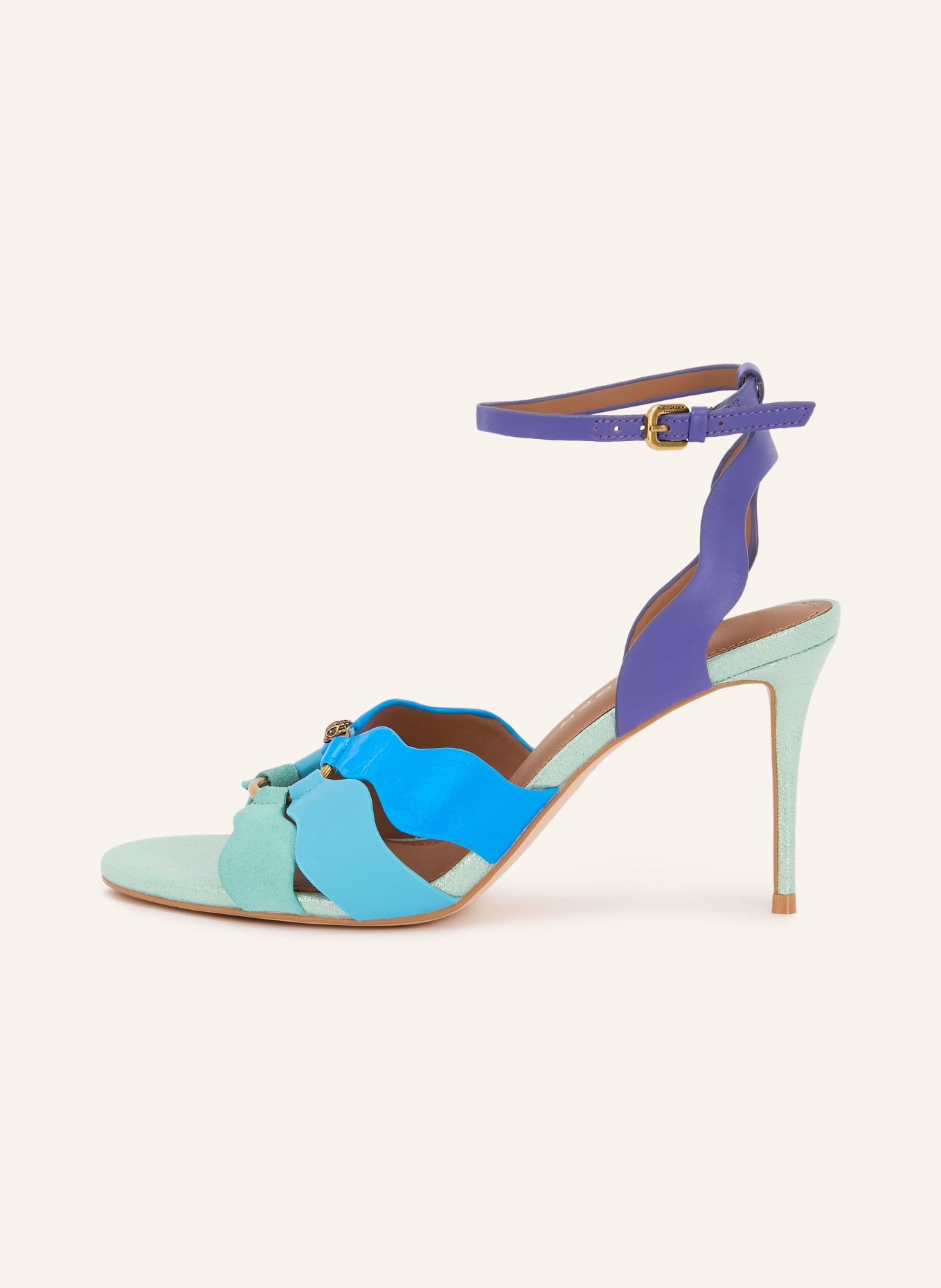 KURT GEIGER SUN WAVE Ankle Sandals: BLUE / DARK PURPLE / TURQUOISE