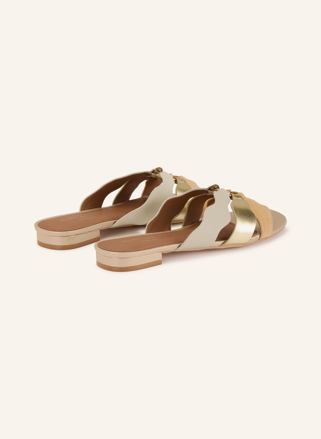 KURT GEIGER SUN WAVE mules: GOLD / BEIGE