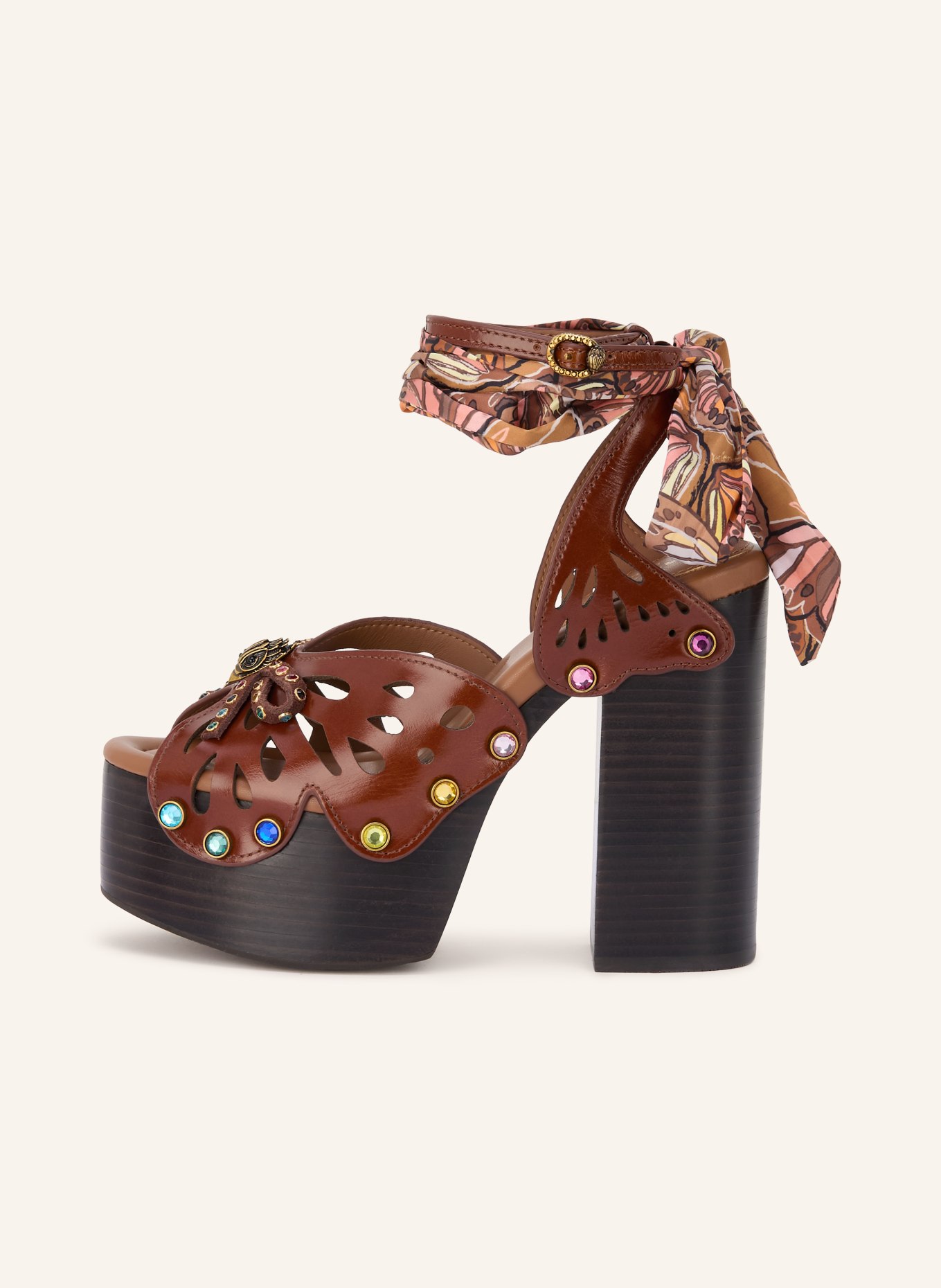 KURT GEIGER Plateausandalen met strass-versiering: MARRON FONCÉ