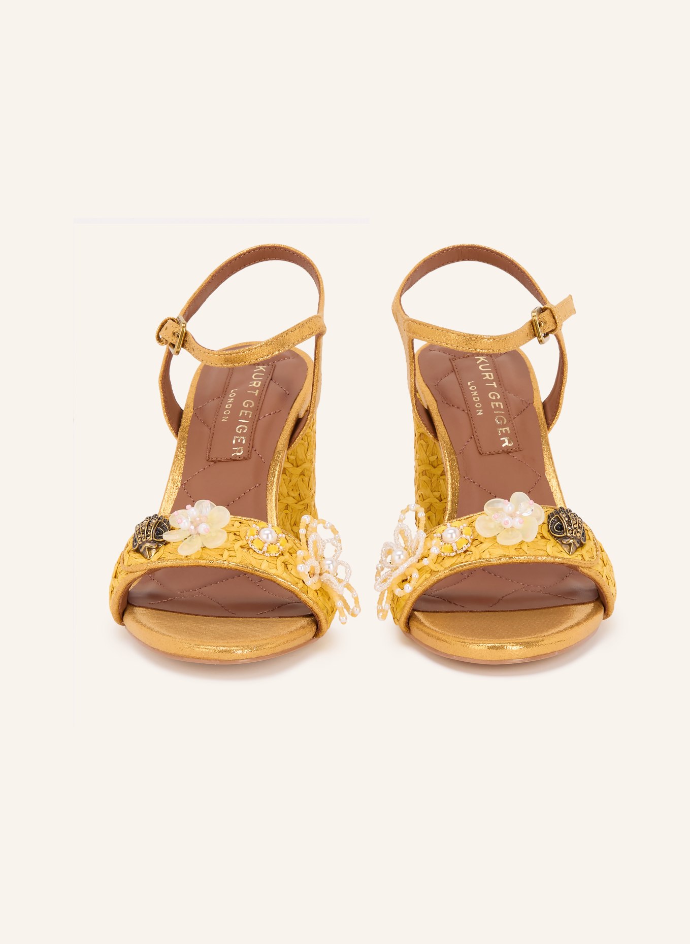 KURT GEIGER KENSINGTON LANGLEY Ankle Boots with Decorative Beads: DARK YELLOW / GOLD