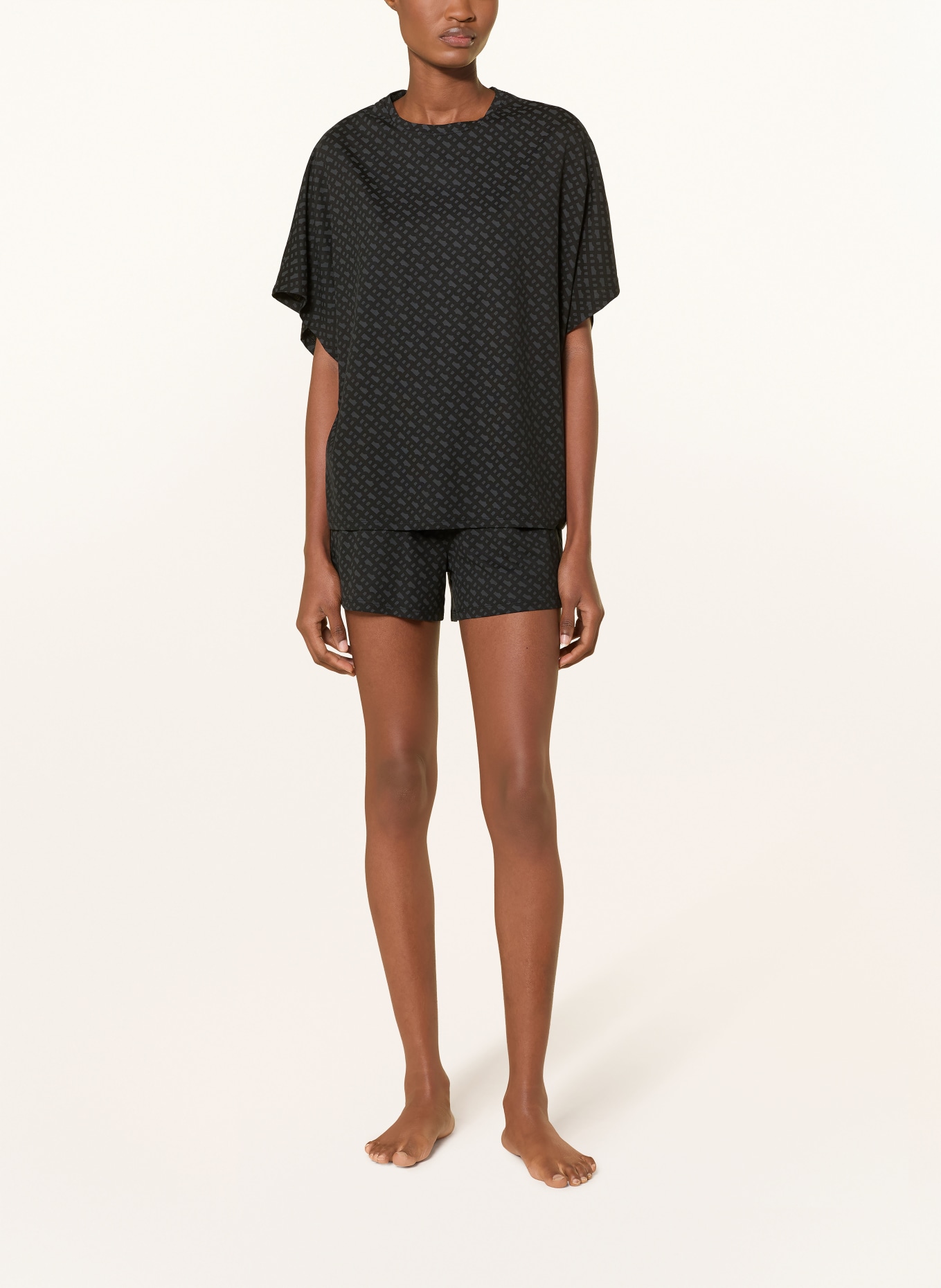 BOSS slaapshirt: ZWART / DONKERGRIJS