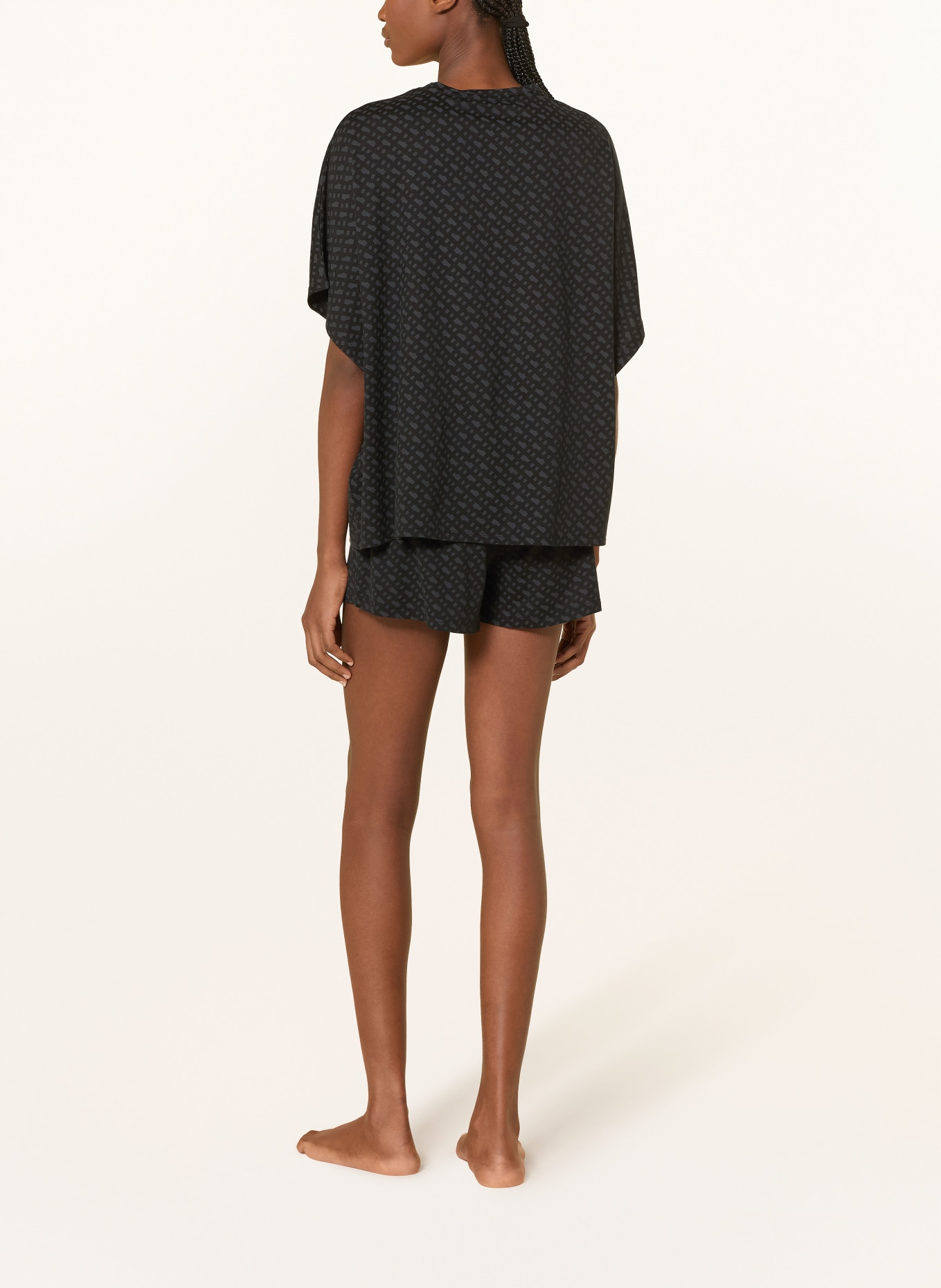 BOSS slaapshirt: ZWART / DONKERGRIJS