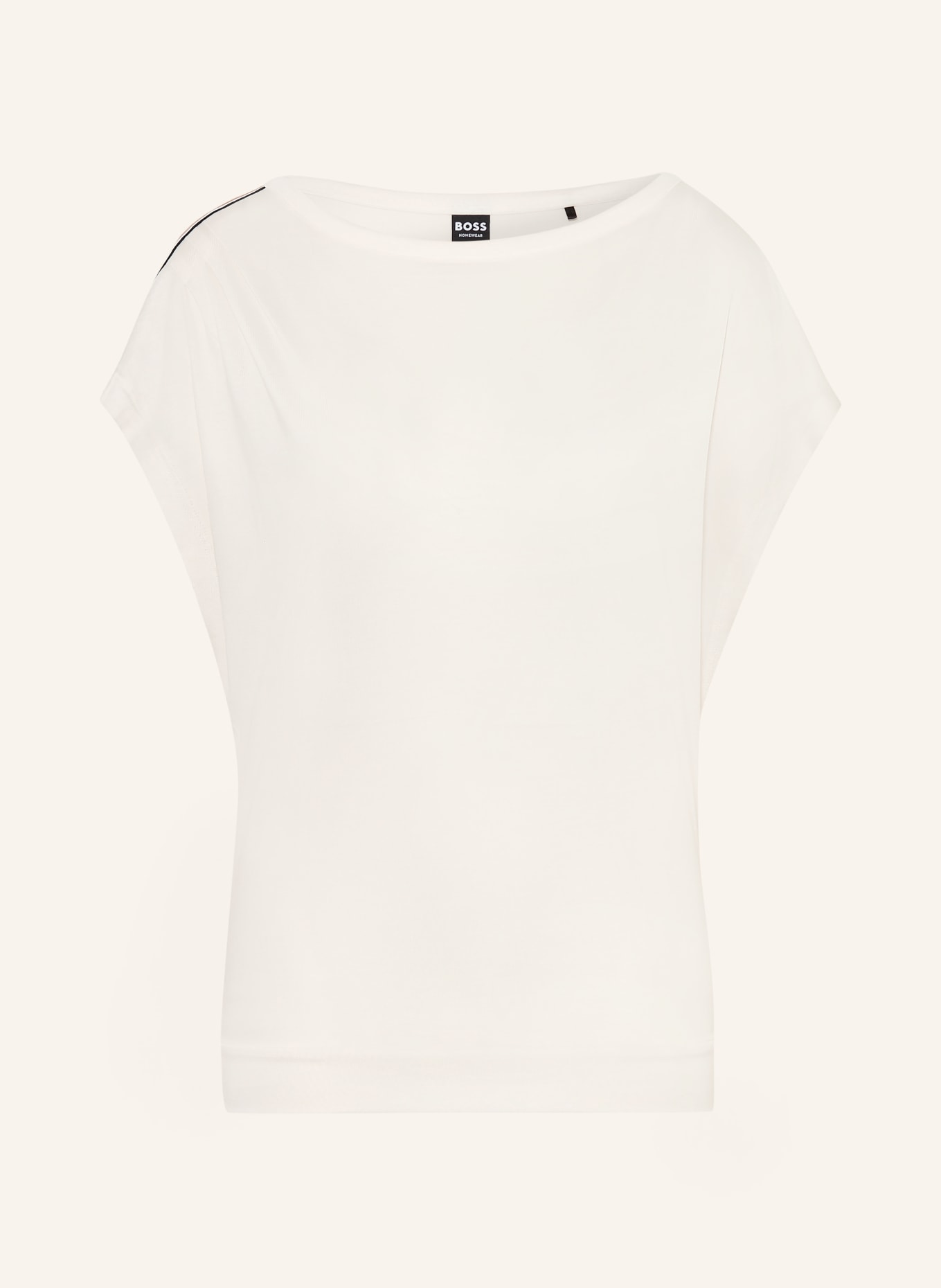 BOSS Schlafshirt FLOWY: WEISS / BEIGE / SCHWARZ