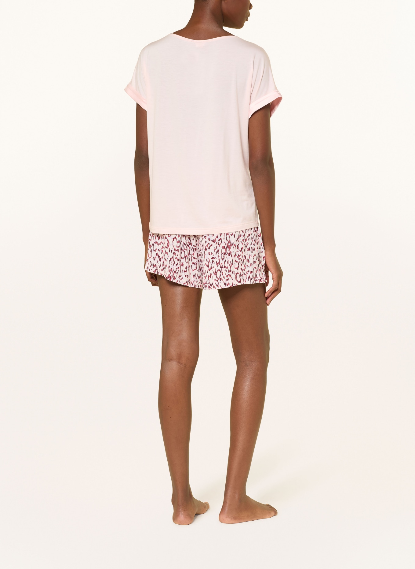 BOSS Schlafshorts: DUNKELROT / ECRU / HELLLILA