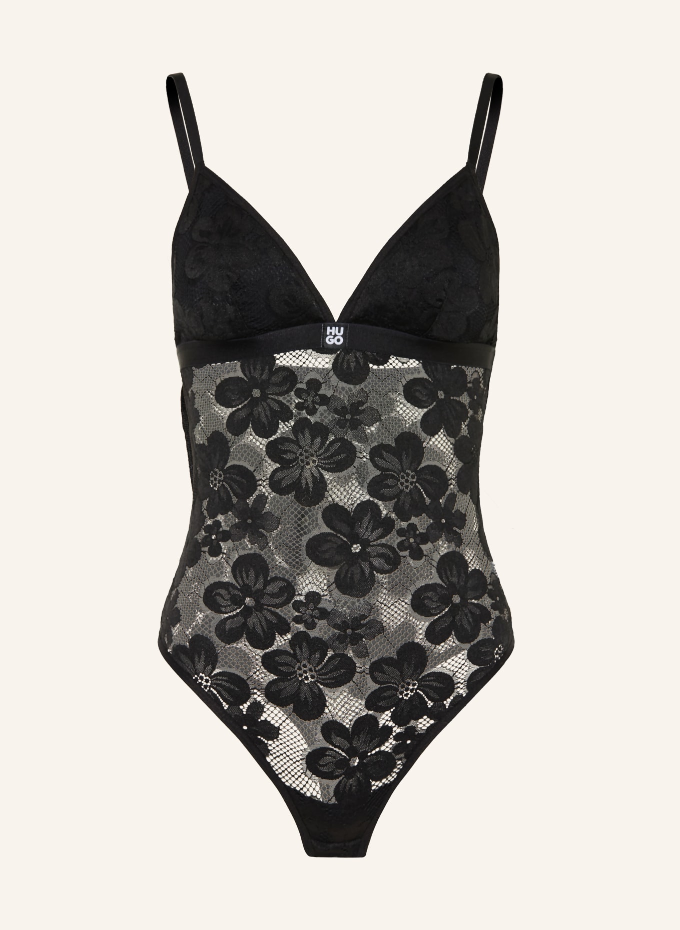 HUGO String-Body BLOOM LACE: SCHWARZ