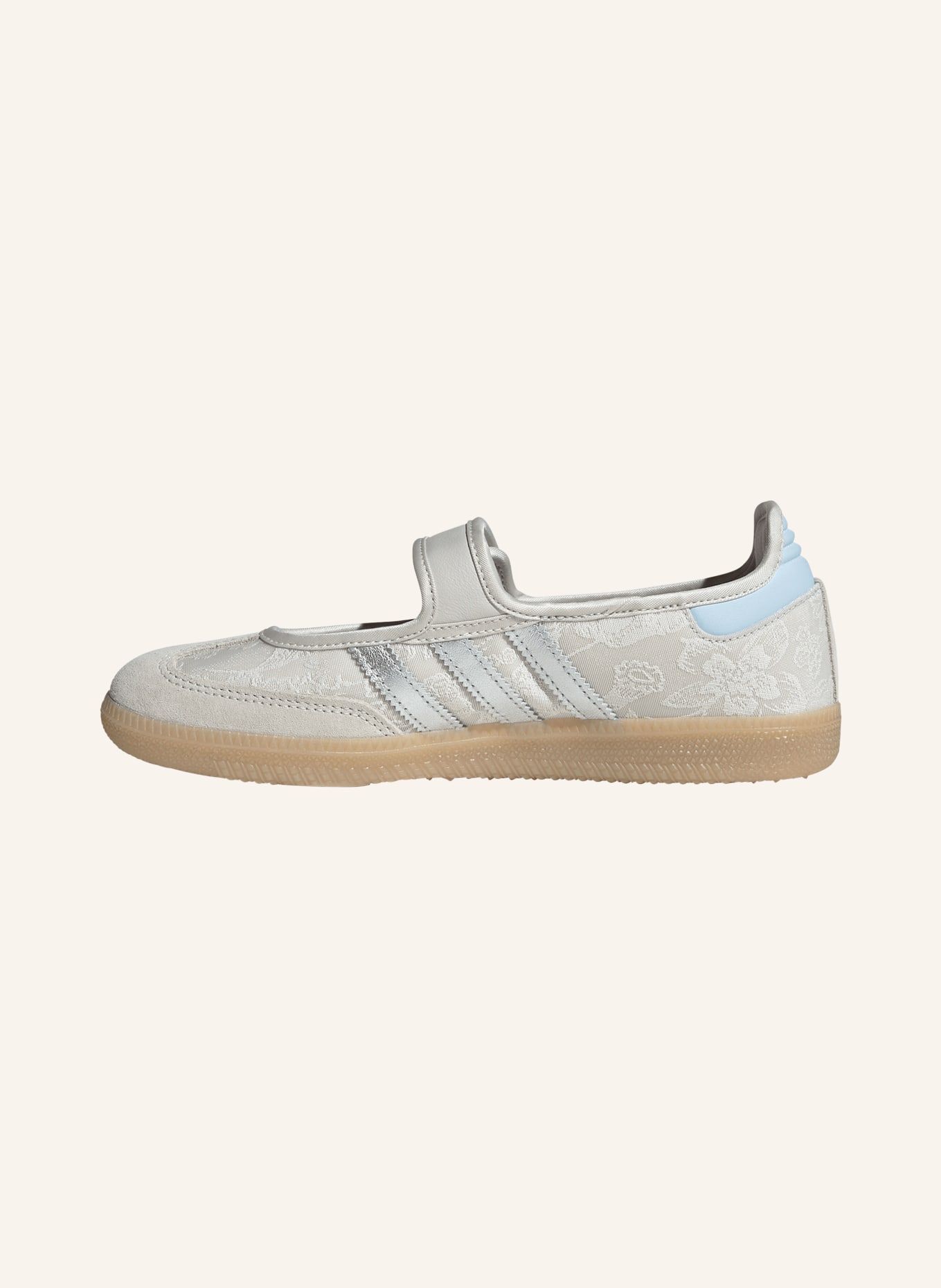 adidas Originals Mary-Jane-Ballerinas SAMBA JANE: HELLGRAU / SILBER / WEISS