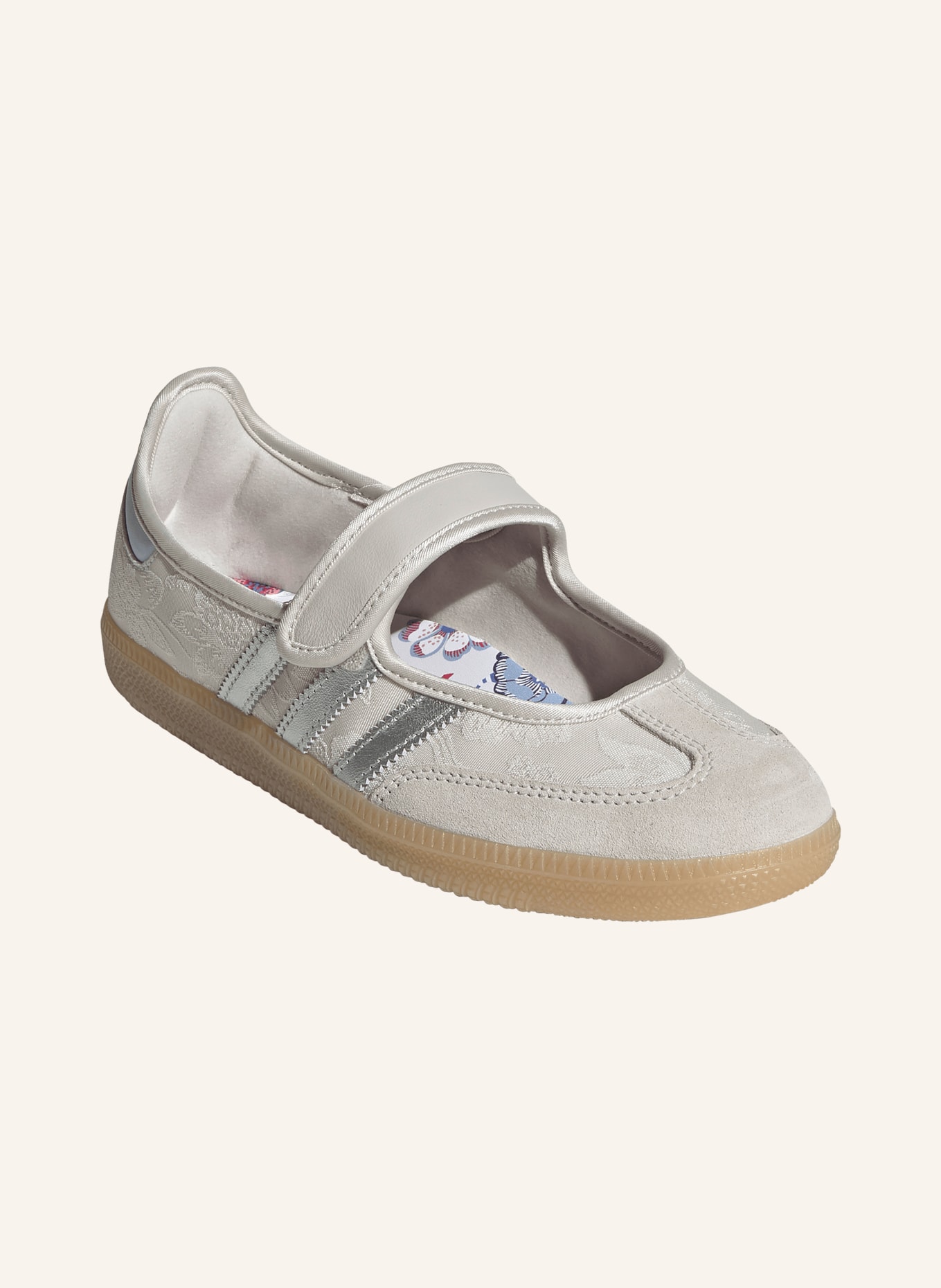 adidas Originals Mary-Jane-Ballerinas SAMBA JANE: HELLGRAU / SILBER / WEISS