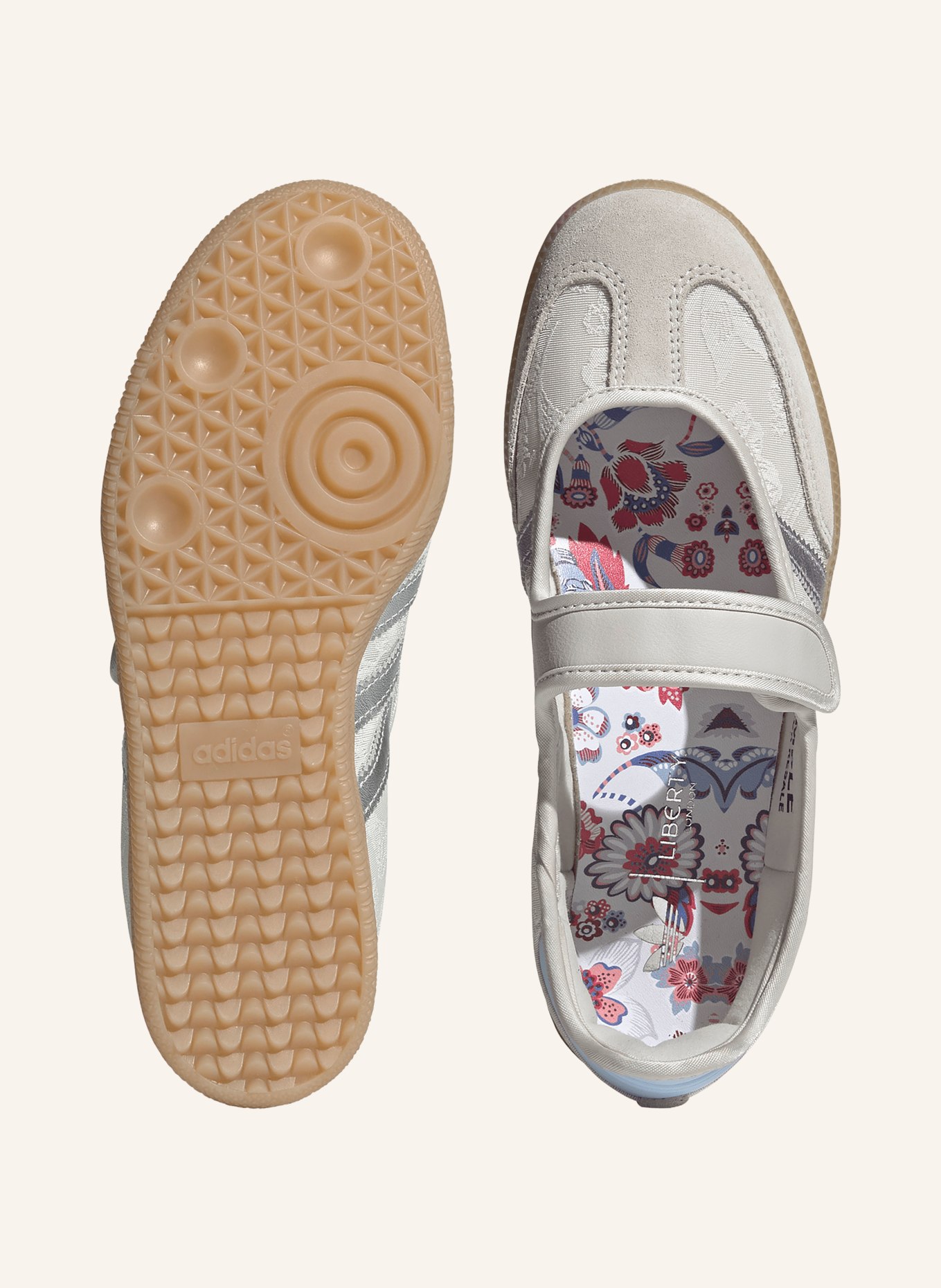 adidas Originals Mary-Jane-Ballerinas SAMBA JANE: HELLGRAU / SILBER / WEISS