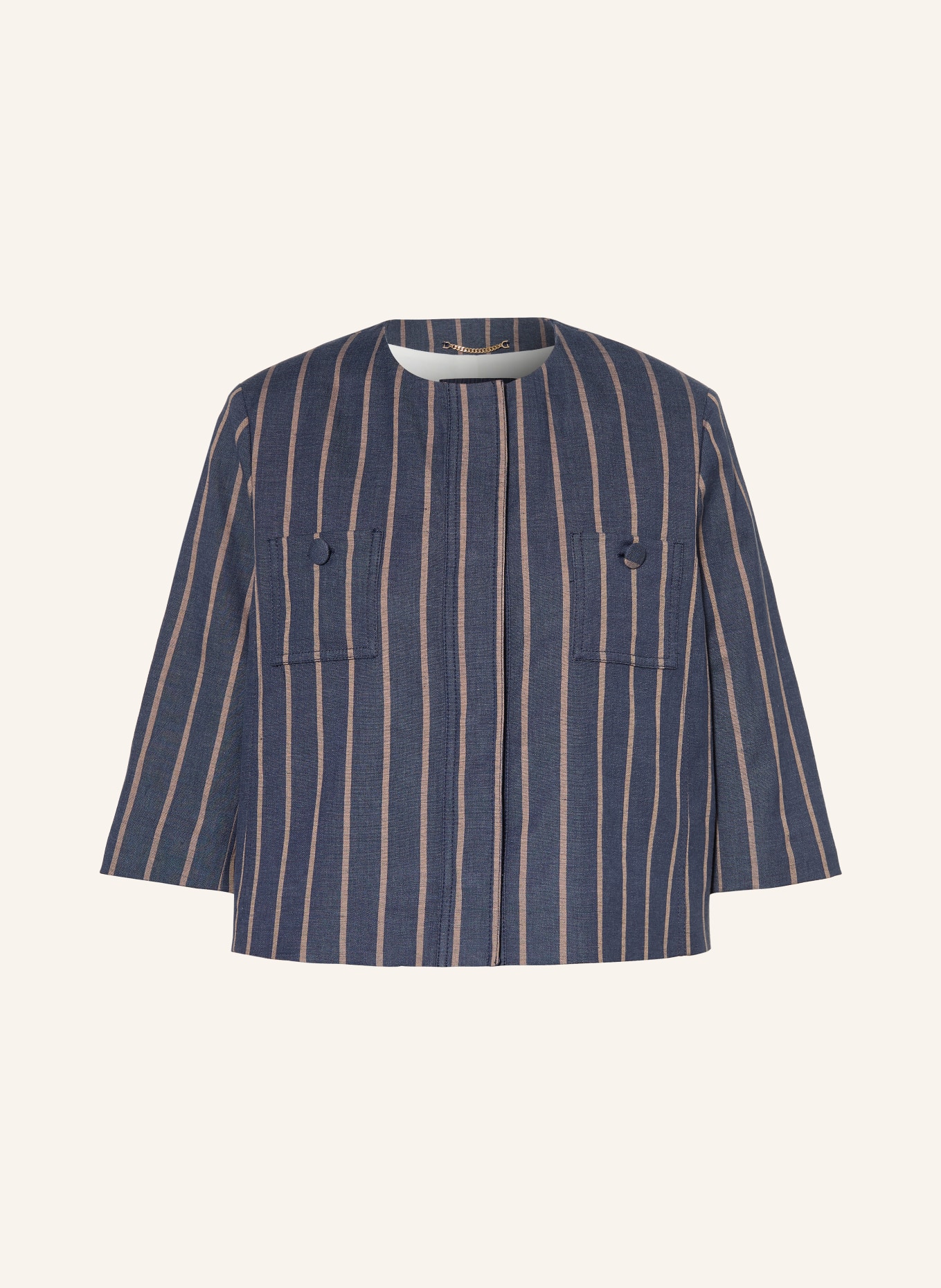 pamela henson Kastenjacke PHILKA mit 3/4-Arm: DUNKELBLAU / HELLBRAUN