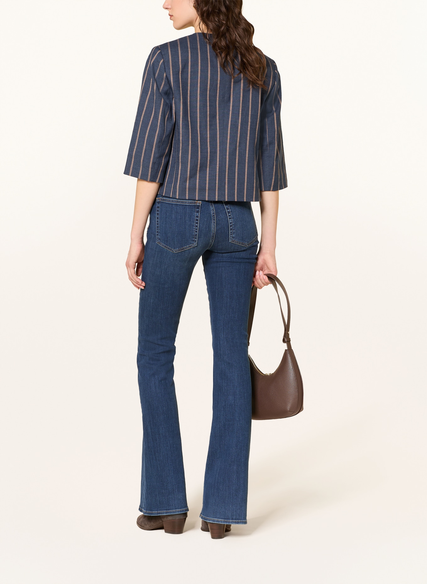 pamela henson Kastenjacke PHILKA mit 3/4-Arm: DUNKELBLAU / HELLBRAUN