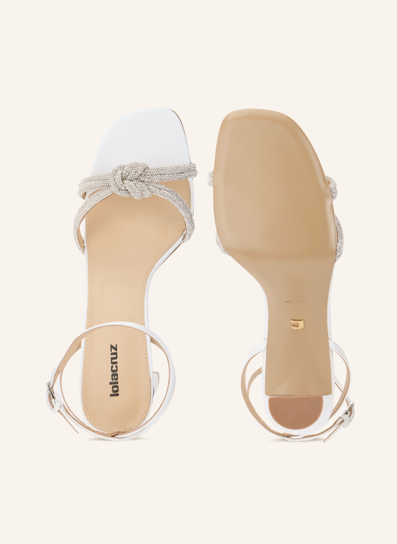 Lola Cruz Sandaletten ALICE mit Schmucksteinen: WEISS / SILBER