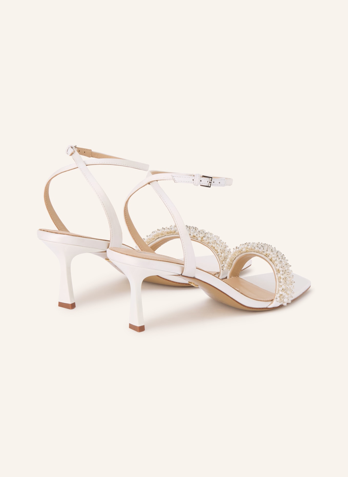 Lola Cruz MARTINA Ankle Sandals with Decorative Beads: CREAM