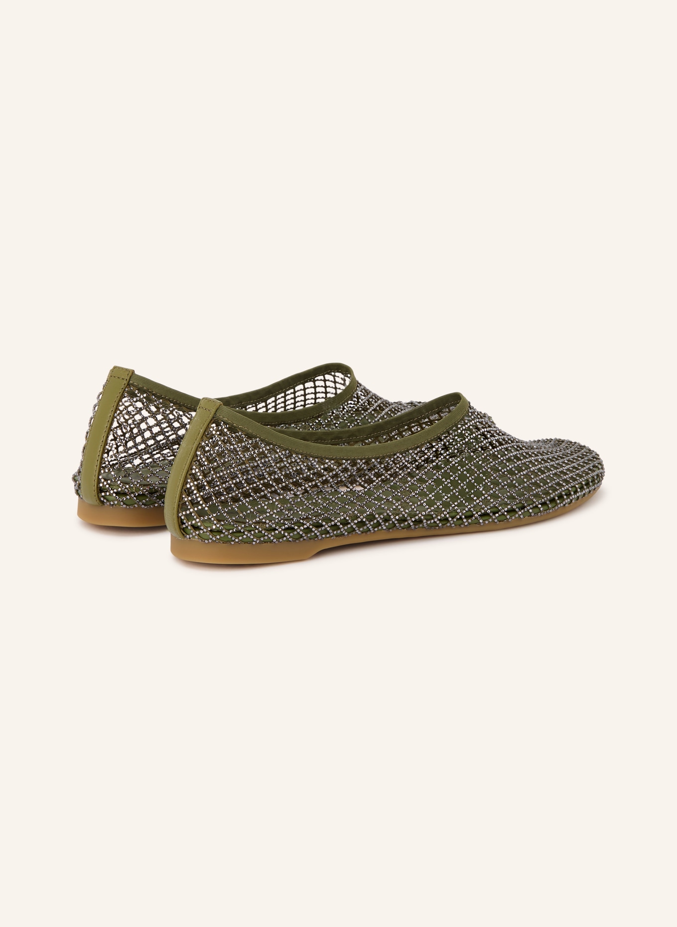 Lola Cruz Ballerinas RUBY mit Schmucksteinen: KHAKI