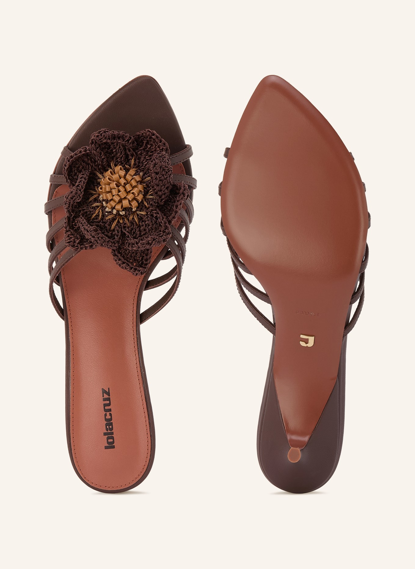 Lola Cruz Mules JAZMIN: DUNKELBRAUN / COGNAC