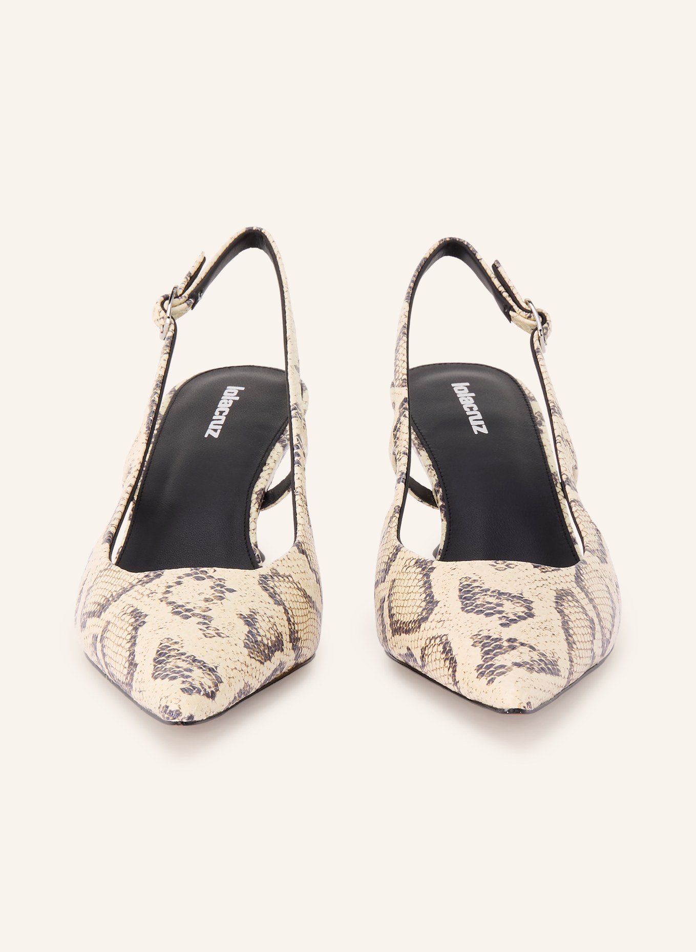 Lola Cruz RHINA slingback pumps: CREAM / DARK GRAY