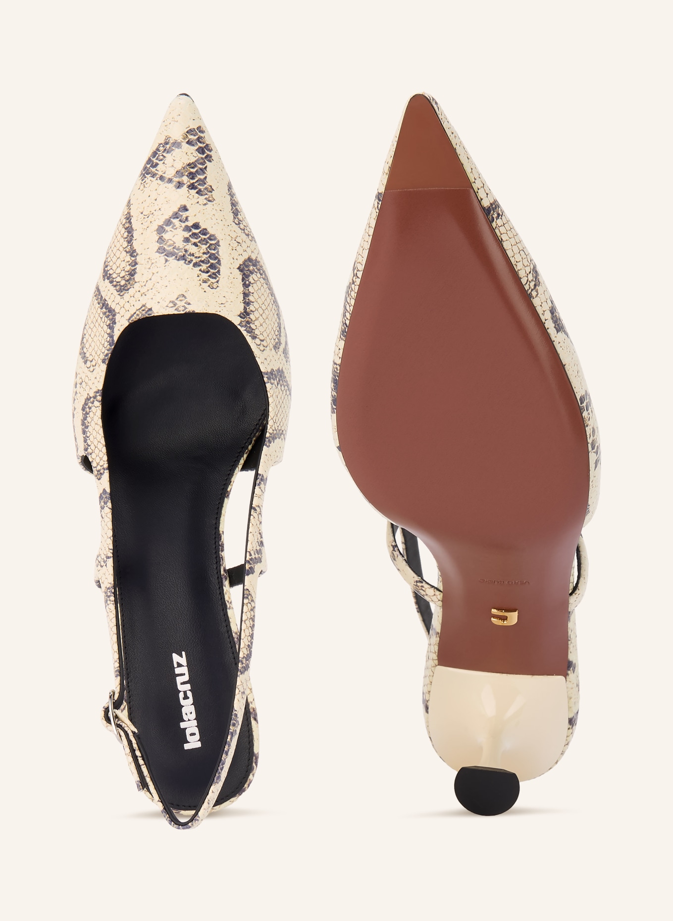 Lola Cruz RHINA slingback pumps: CREAM / DARK GRAY