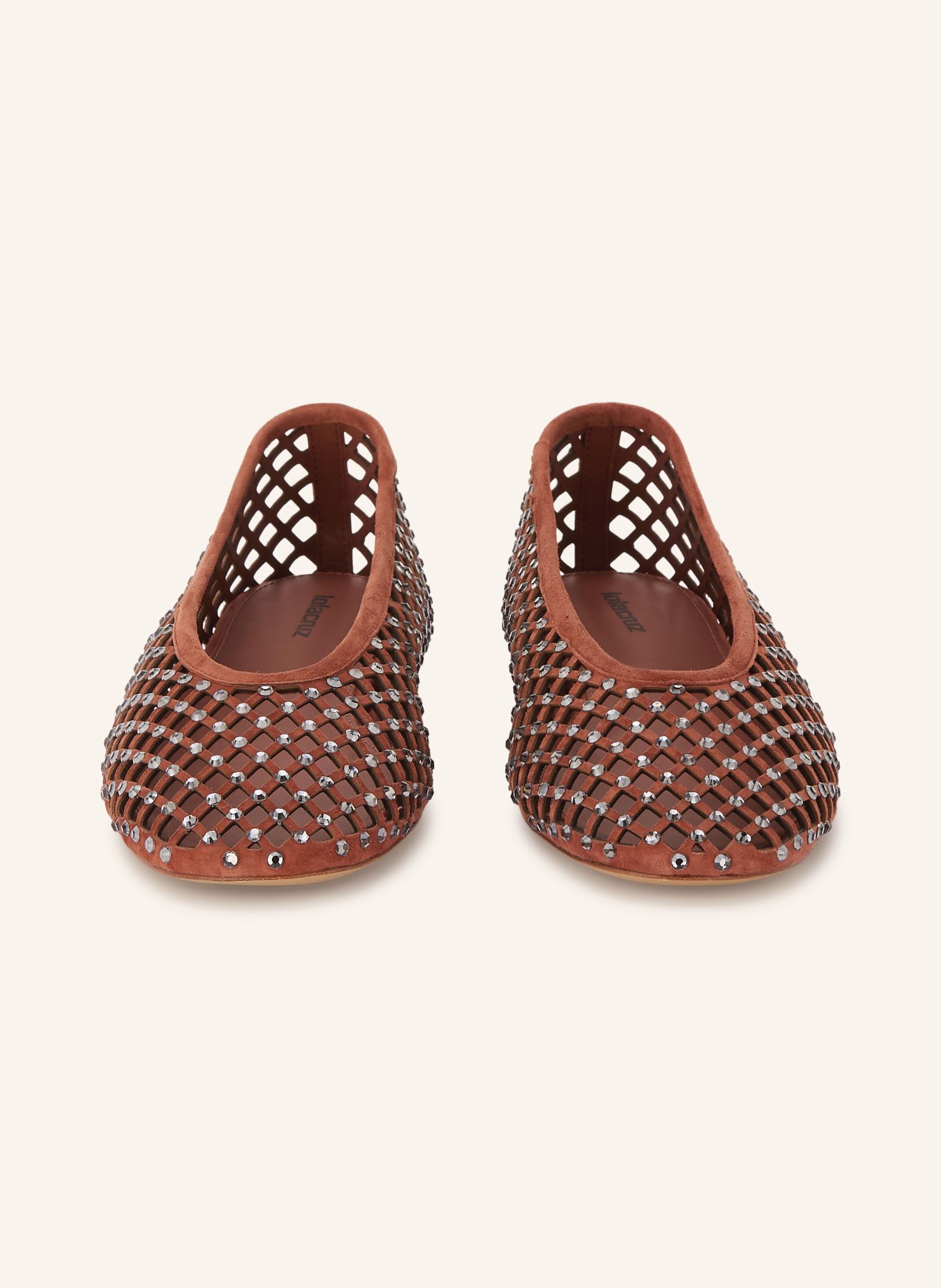 Lola Cruz Ballerinas LEONOR mit Schmucksteinen: BRAUN
