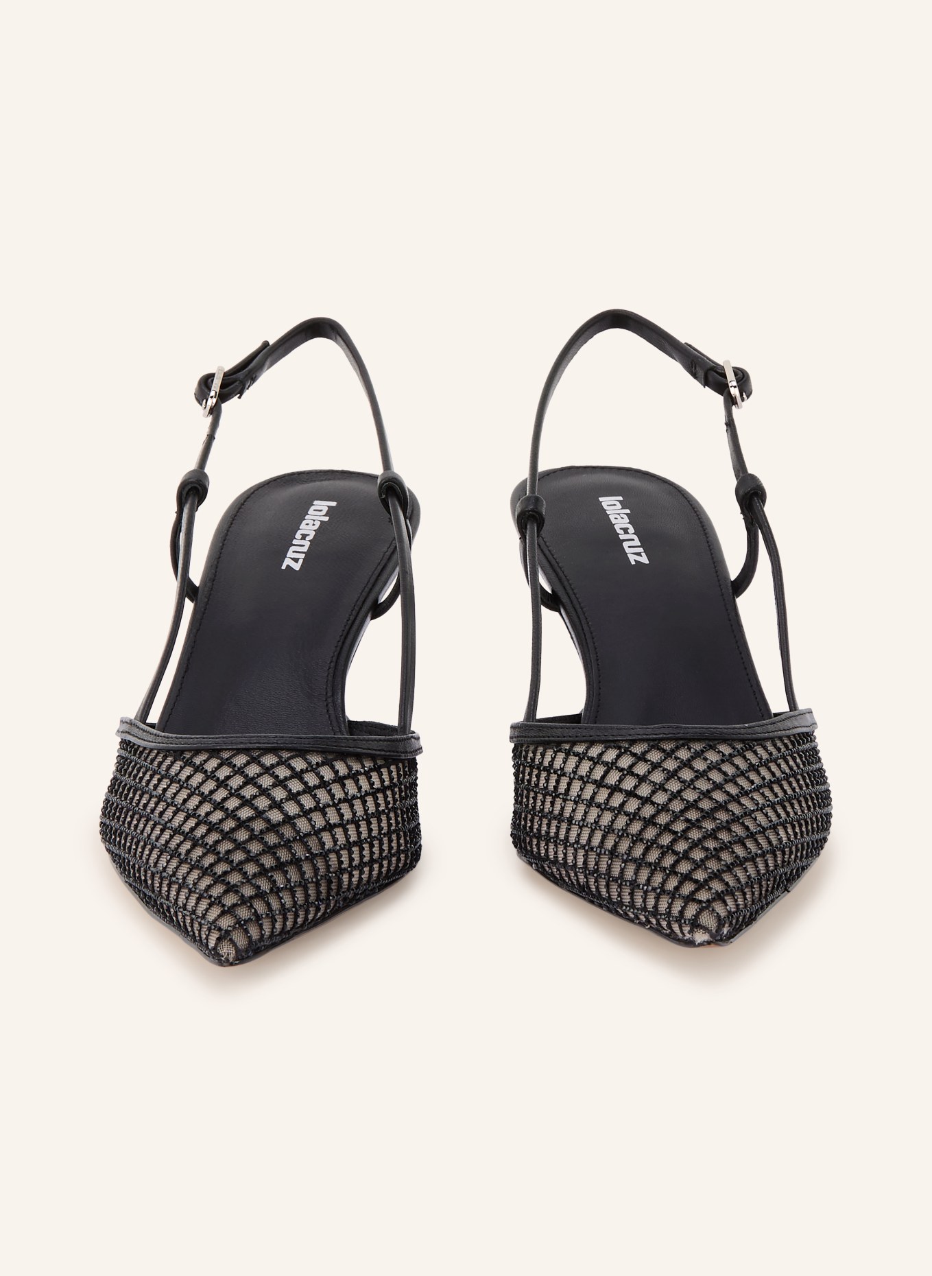 Lola Cruz Escarpins à bride RUBY 55 avec pierres décoratives: NOIR