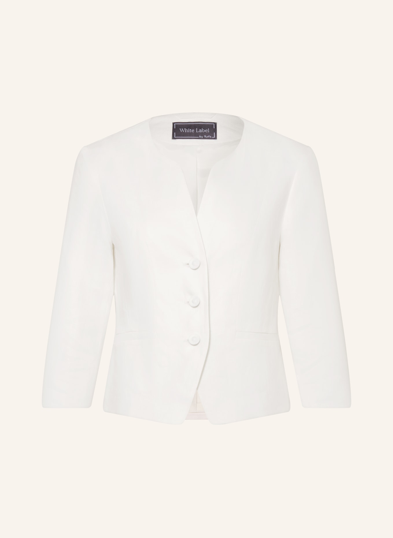 White Label Leinenblazer mit 3/4-Arm: WEISS