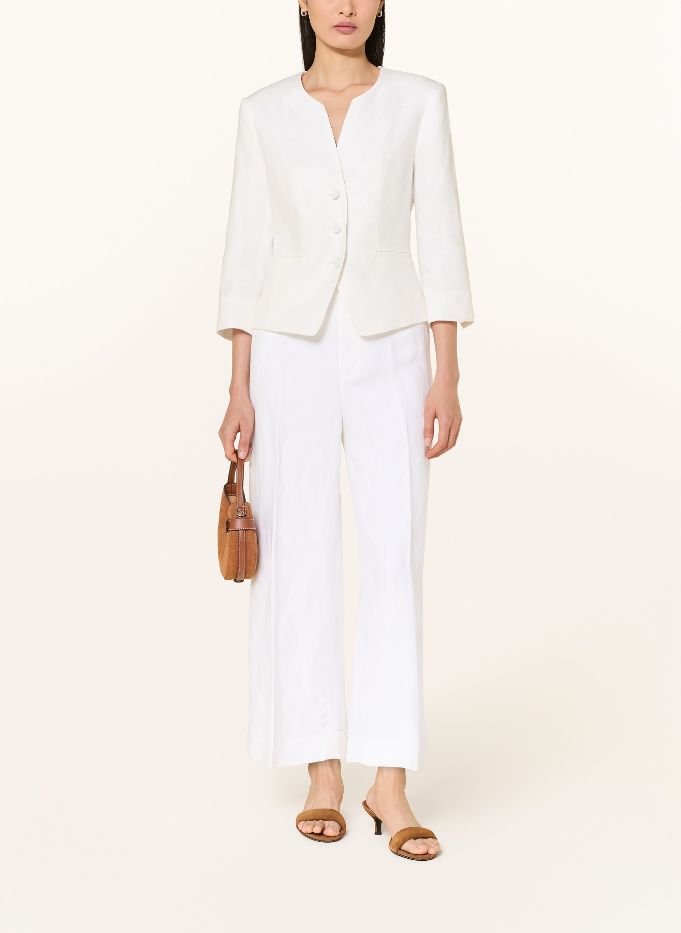 White Label Leinenblazer mit 3/4-Arm: WEISS