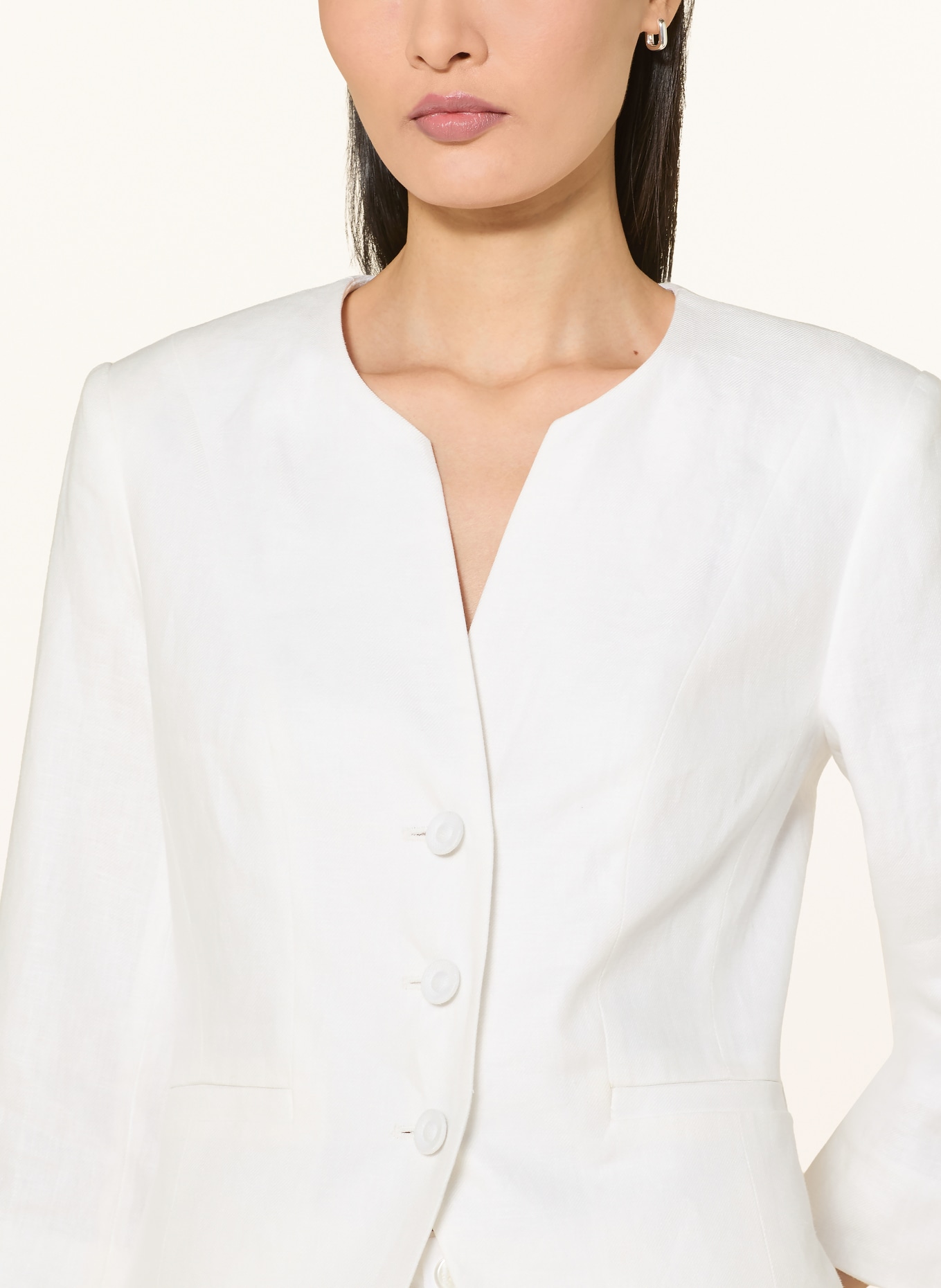 White Label Leinenblazer mit 3/4-Arm: WEISS