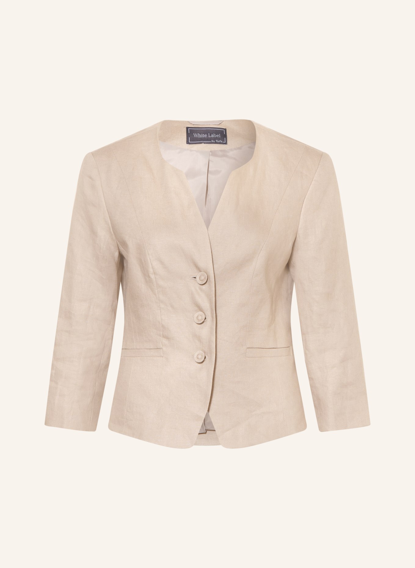 White Label Leinenblazer mit 3/4-Arm: TAUPE