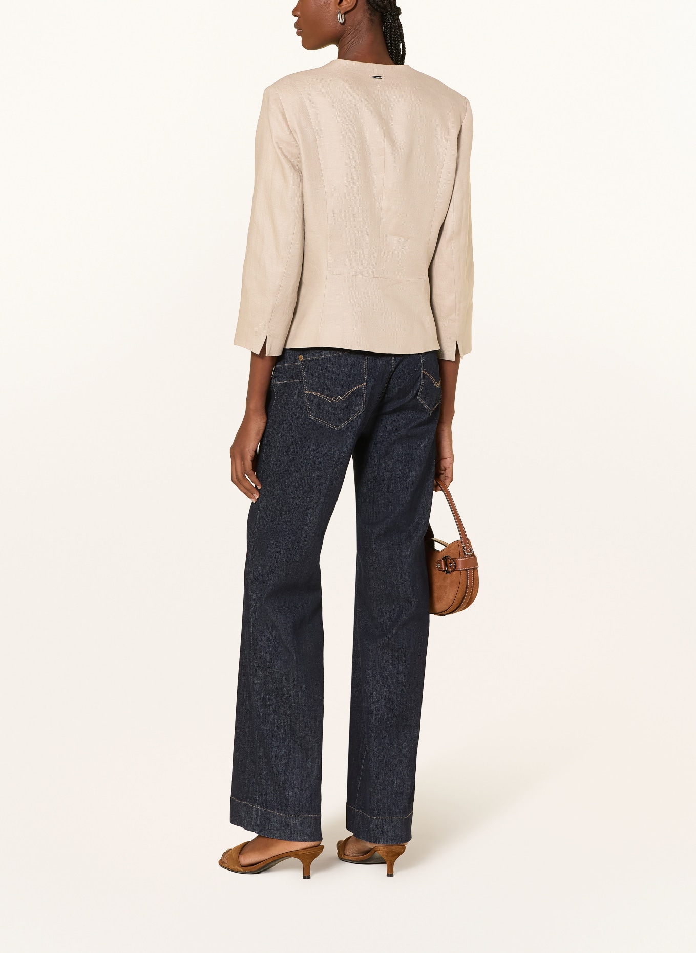 White Label Leinenblazer mit 3/4-Arm: TAUPE