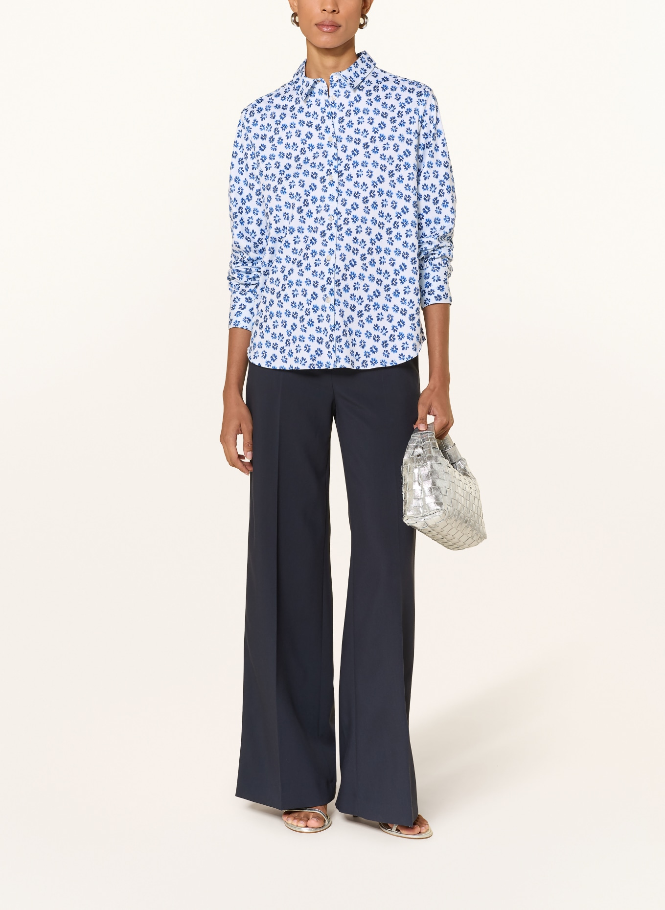 DESOTO LIZZY-blouse van jersey: BLAUW / WIT