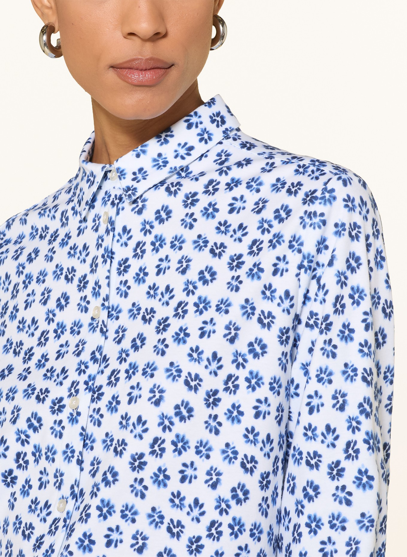 DESOTO LIZZY-blouse van jersey: BLAUW / WIT