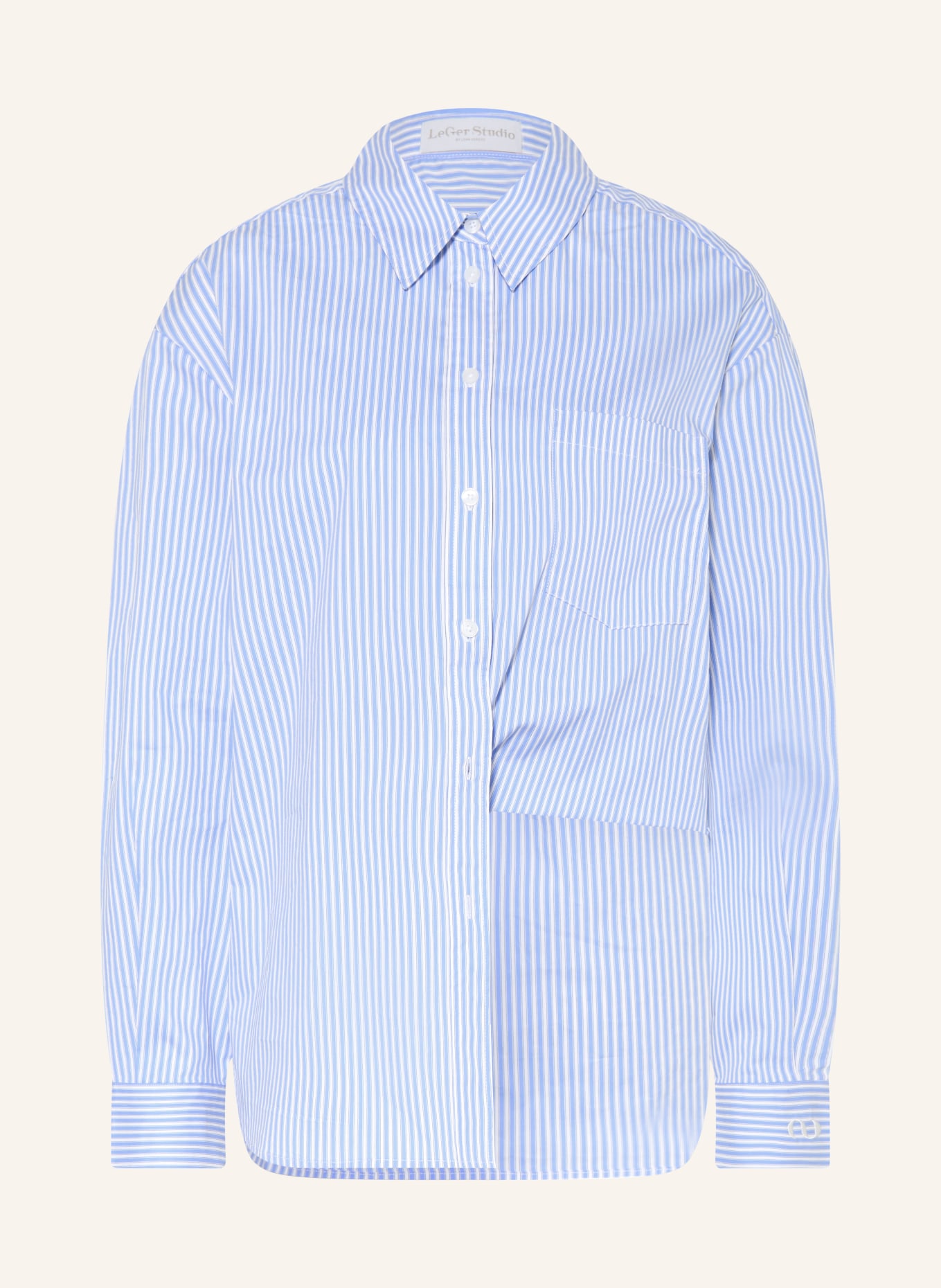 LeGer Studio Overhemdblouse GINELLA: WIT / LICHTBLAUW