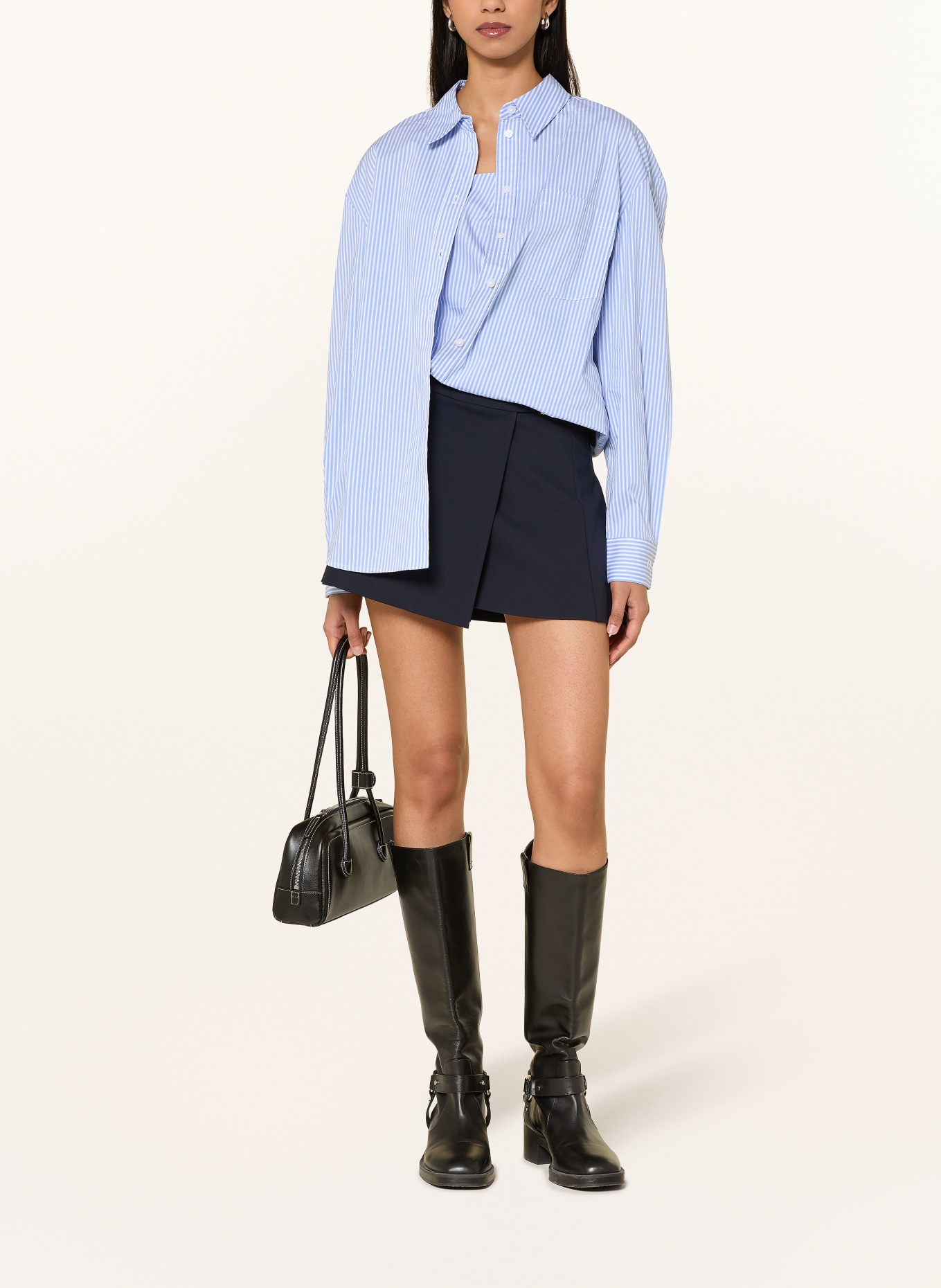 LeGer Studio Overhemdblouse GINELLA: WIT / LICHTBLAUW