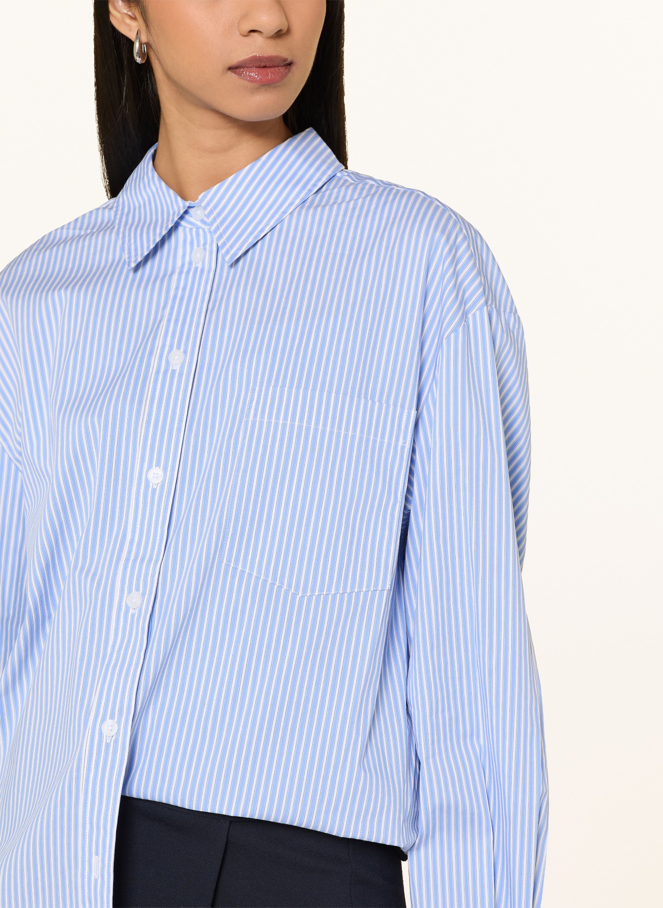 LeGer Studio Overhemdblouse GINELLA: WIT / LICHTBLAUW