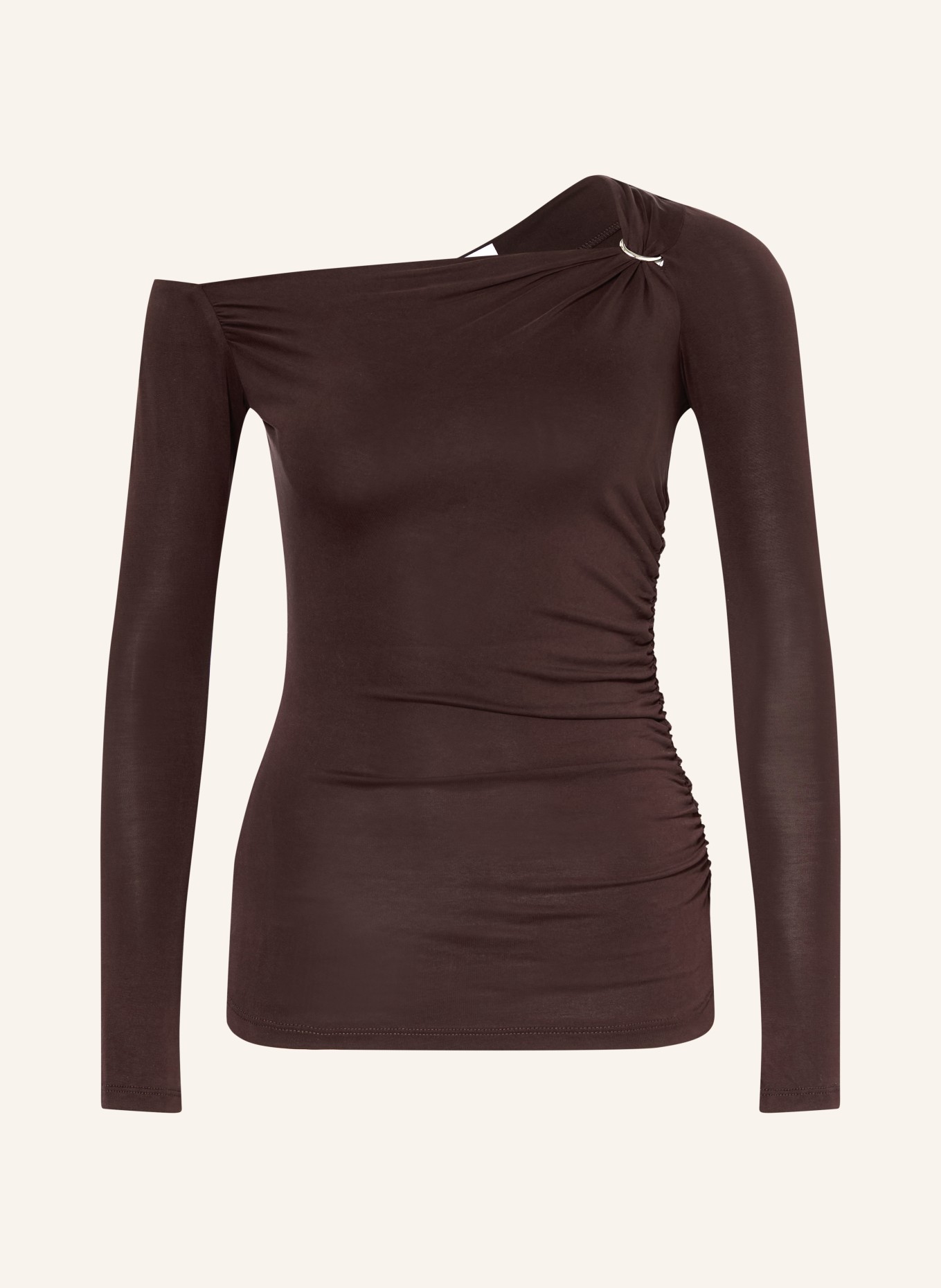 LeGer Studio One-shoulder-shirt ADLINE: MARRON FONCÉ