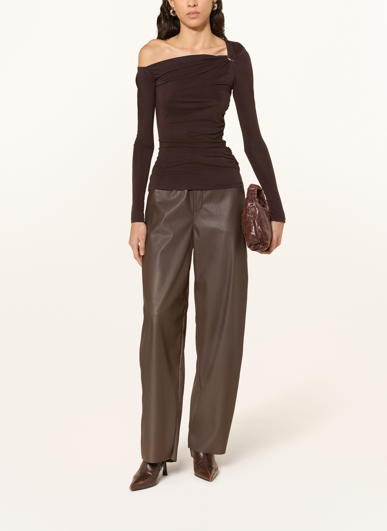 LeGer Studio One-shoulder-shirt ADLINE: MARRON FONCÉ