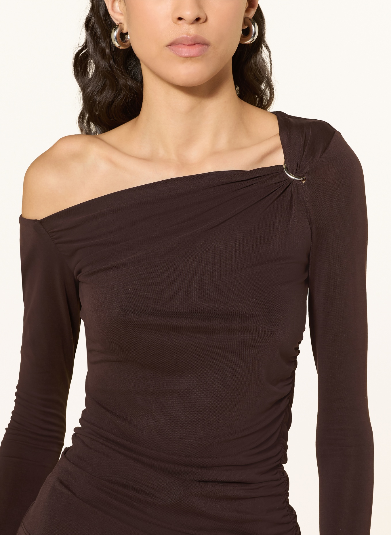 LeGer Studio One-shoulder-shirt ADLINE: MARRON FONCÉ
