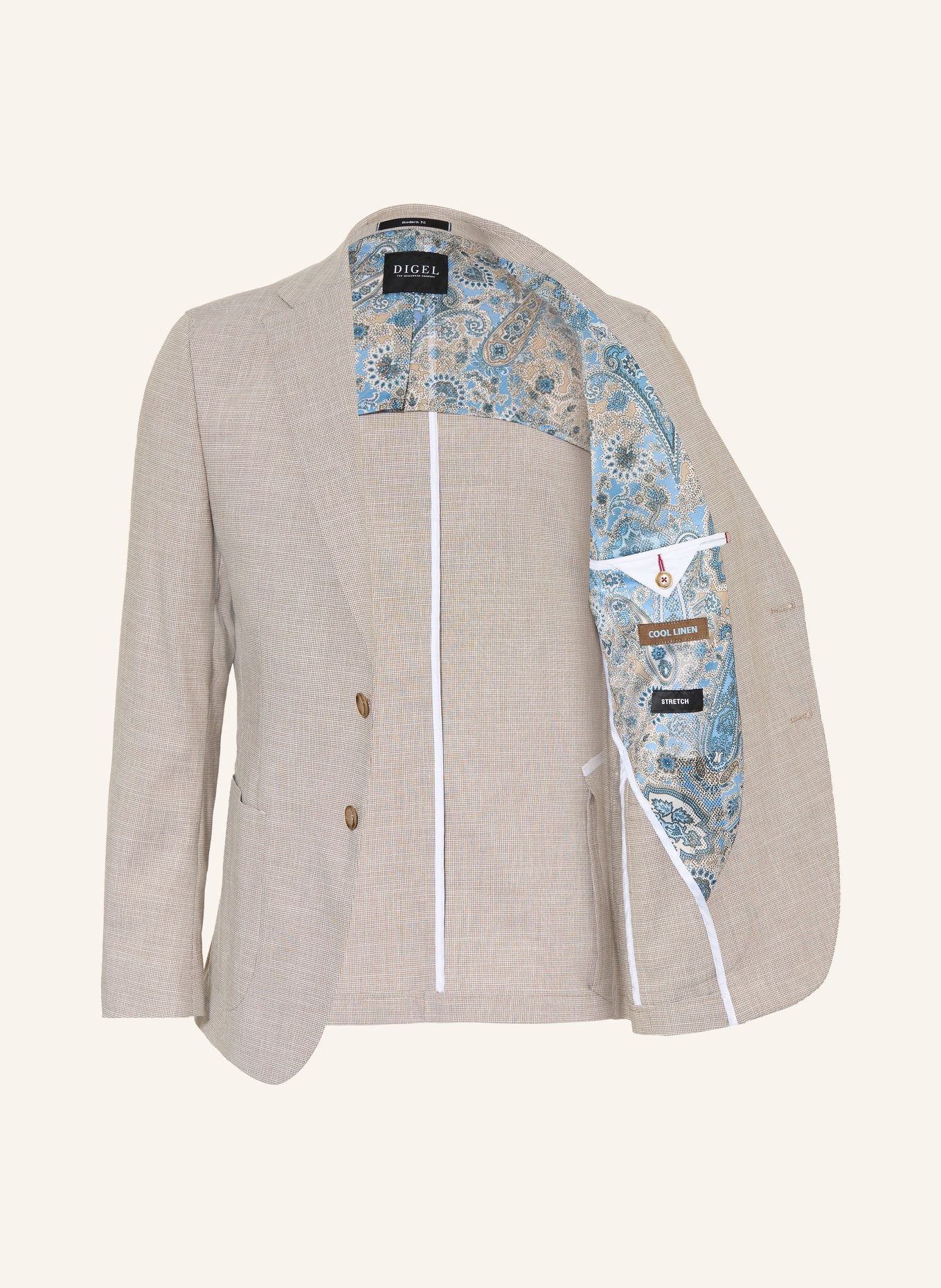 DIGEL Sakko Modern Fit mit Leinen: 72 BEIGE