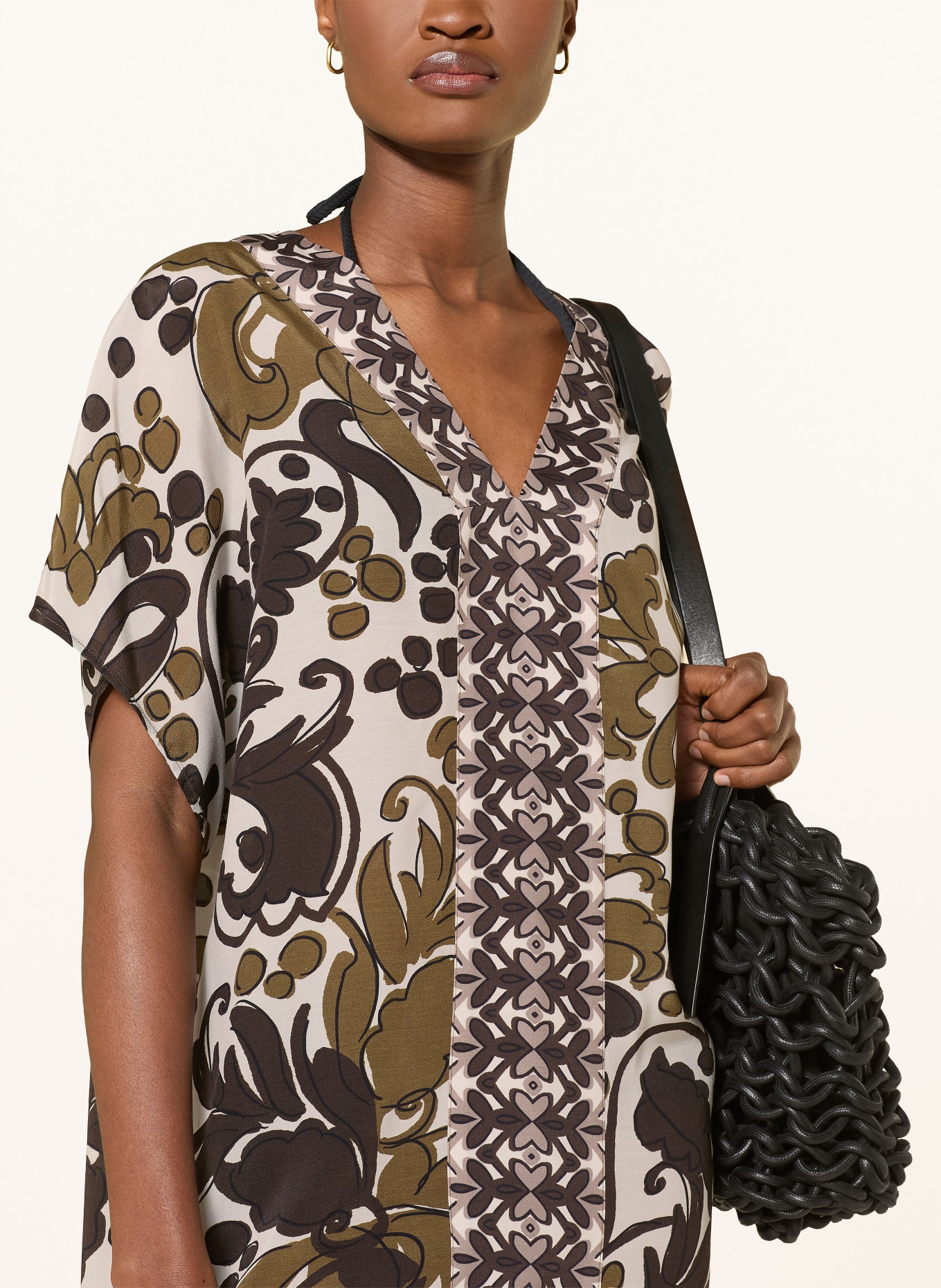 Charmline Kaftan ORNAMENT GRACE: OLIV / CREME / HELLGRAU