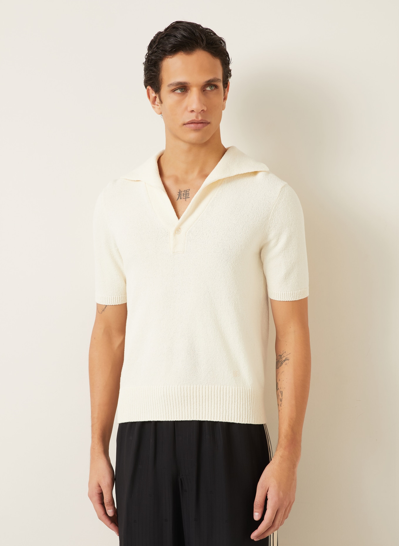 DOLCE & GABBANA Gebreid poloshirt: ECRU