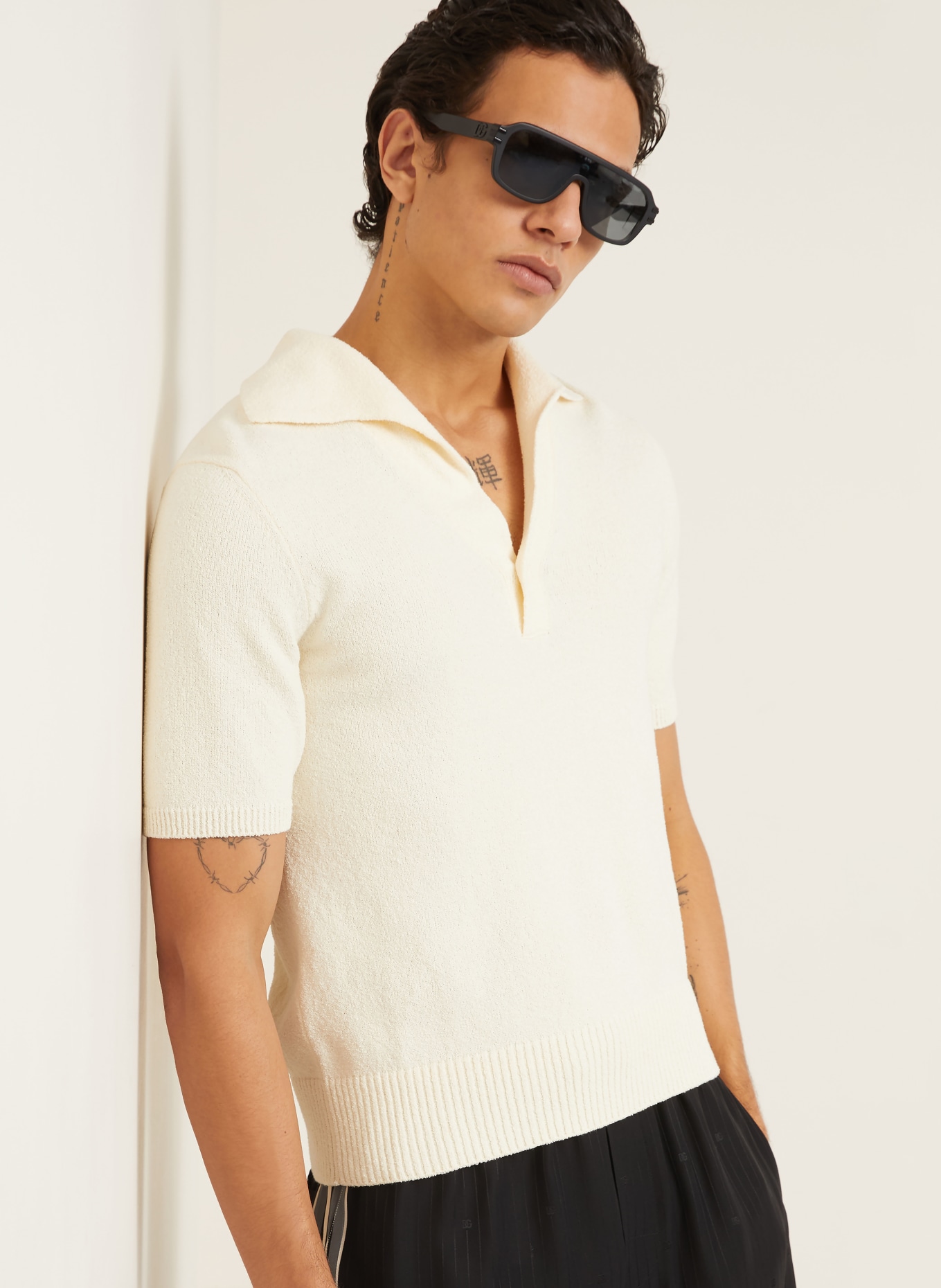 DOLCE & GABBANA Gebreid poloshirt: ECRU