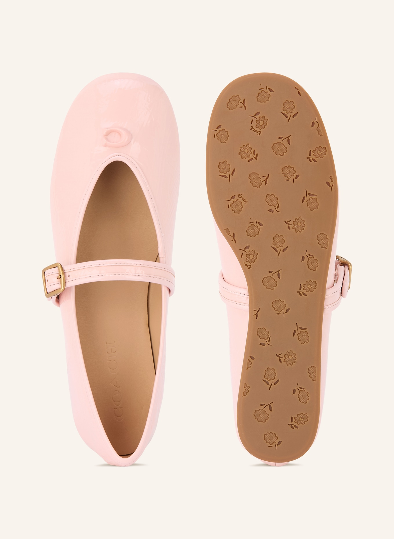 COACH Baleriny Mary Jane: JASNORÓŻOWY / ZŁOTY