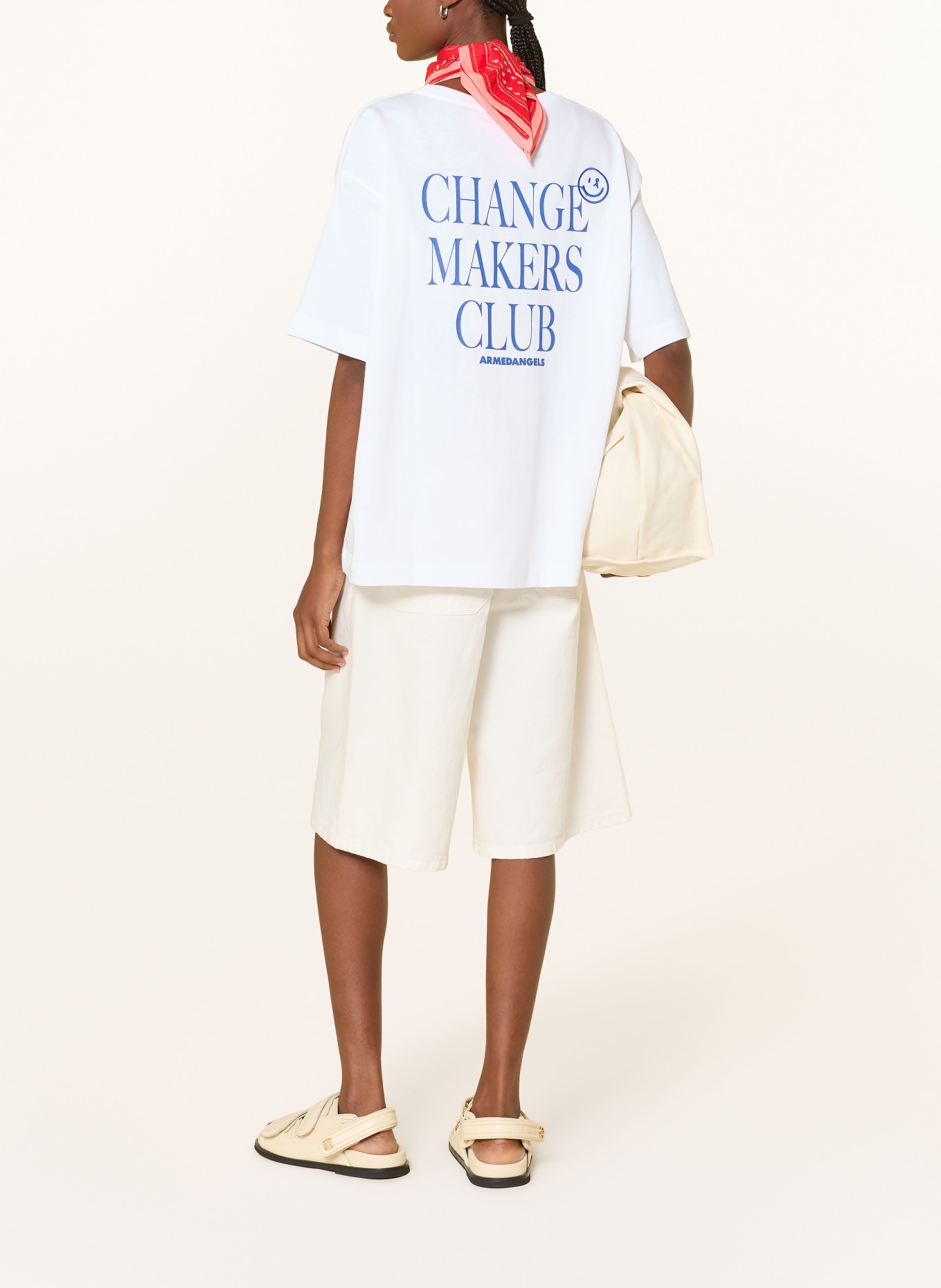 ARMEDANGELS T-shirt GIANNAA CHAANGE: WIT / BLAUW