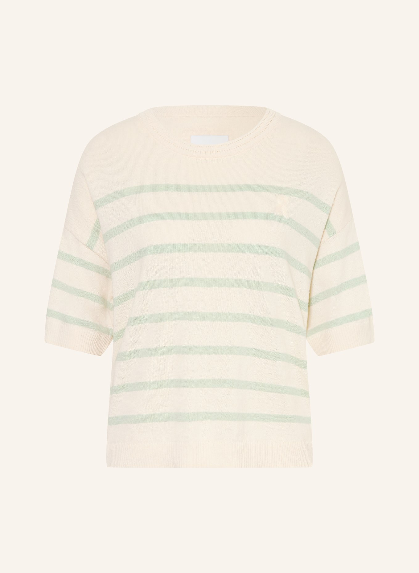 ARMEDANGELS T-shirt en maille avec lin: VERT CLAIR / ÉCRU