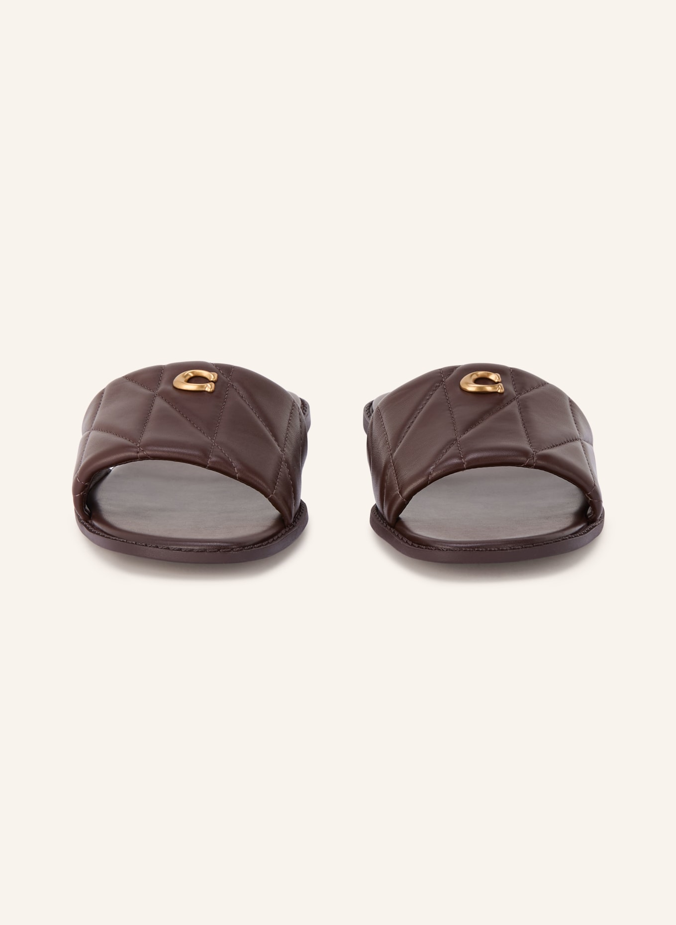 COACH Klapki HOLLY: CIEMNOBRĄZOWY / ZŁOTY