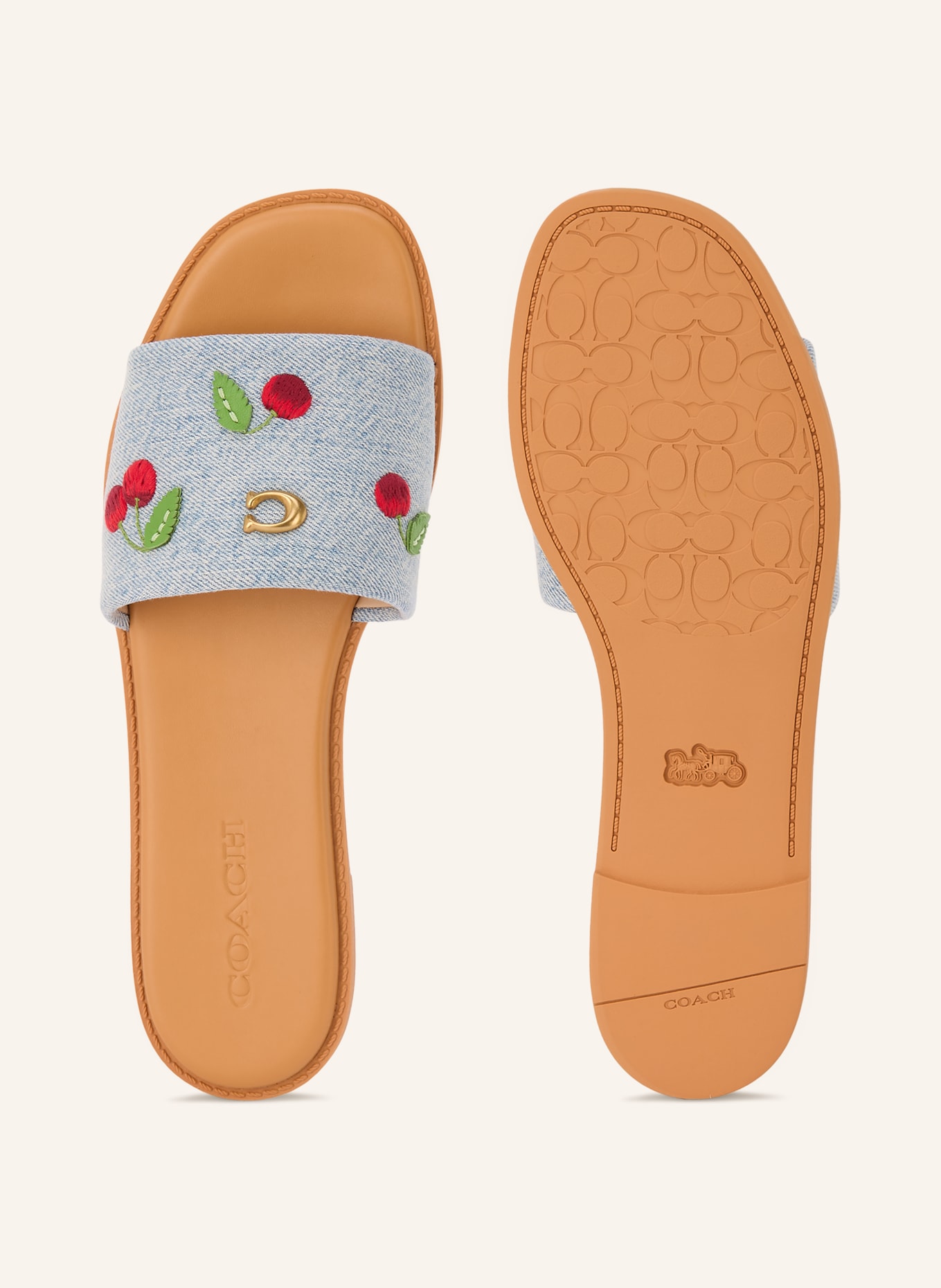 COACH Klapki HOLLY: JASNONIEBIESKI / CZERWONY / ZIELONY