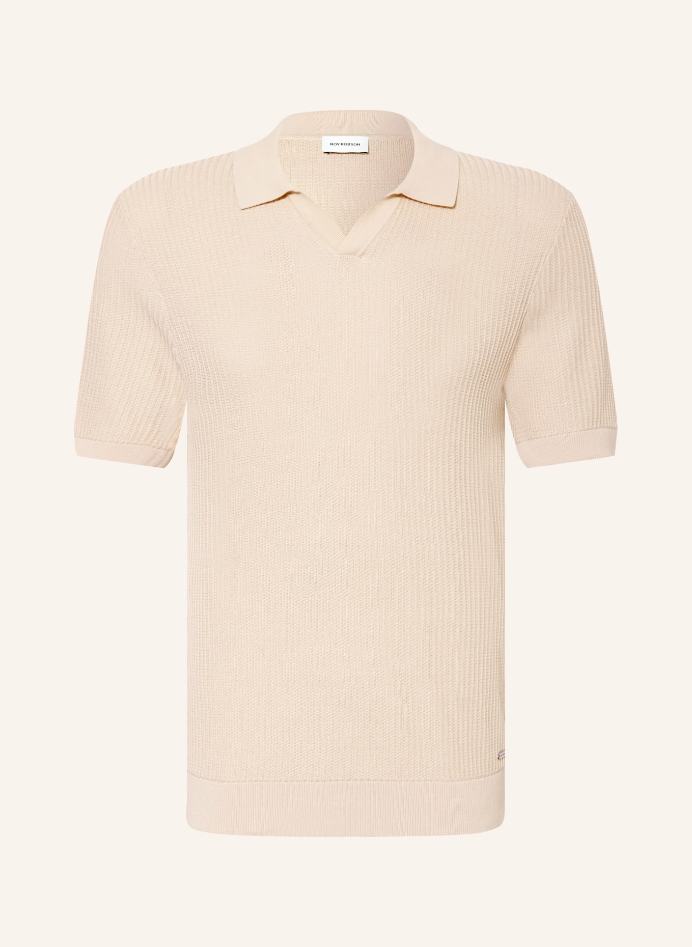 ROY ROBSON knitted polo shirt: LIGHT BROWN