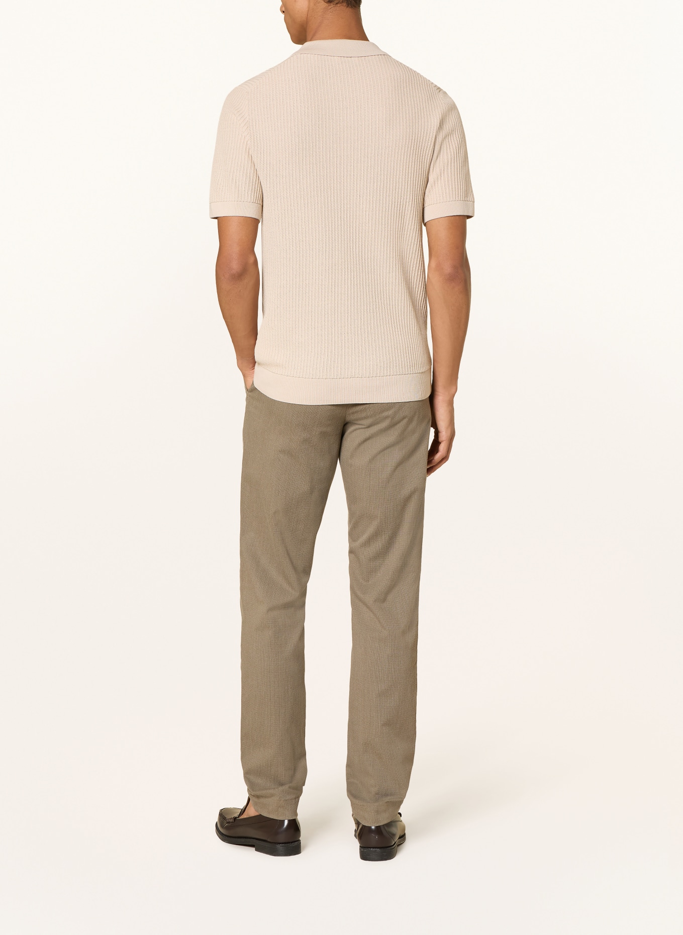 ROY ROBSON knitted polo shirt: LIGHT BROWN