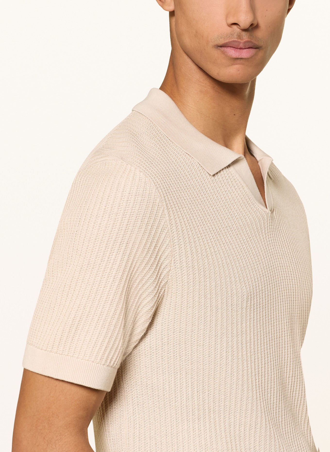 ROY ROBSON knitted polo shirt: LIGHT BROWN